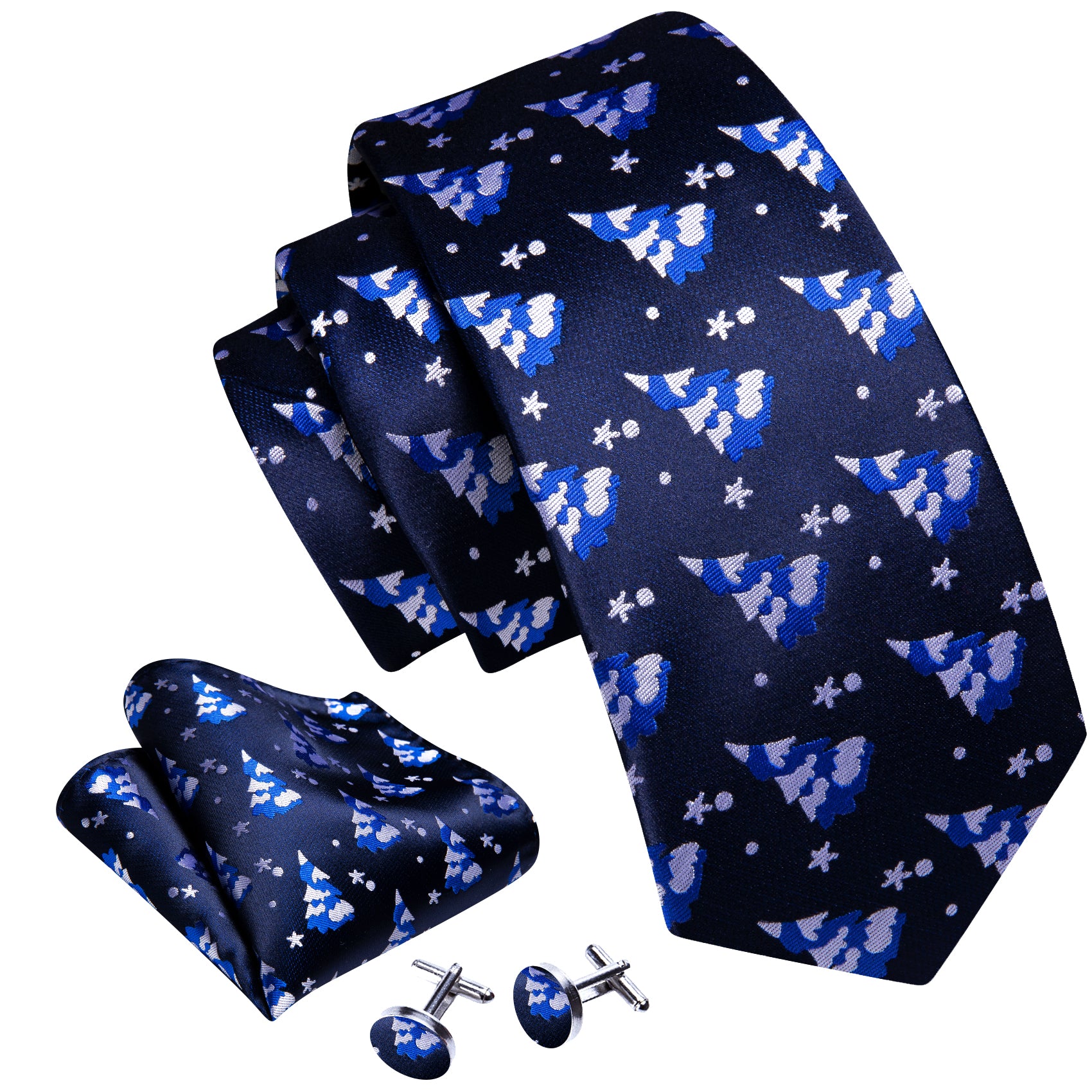 Blue white pattern christmas necktie for men 