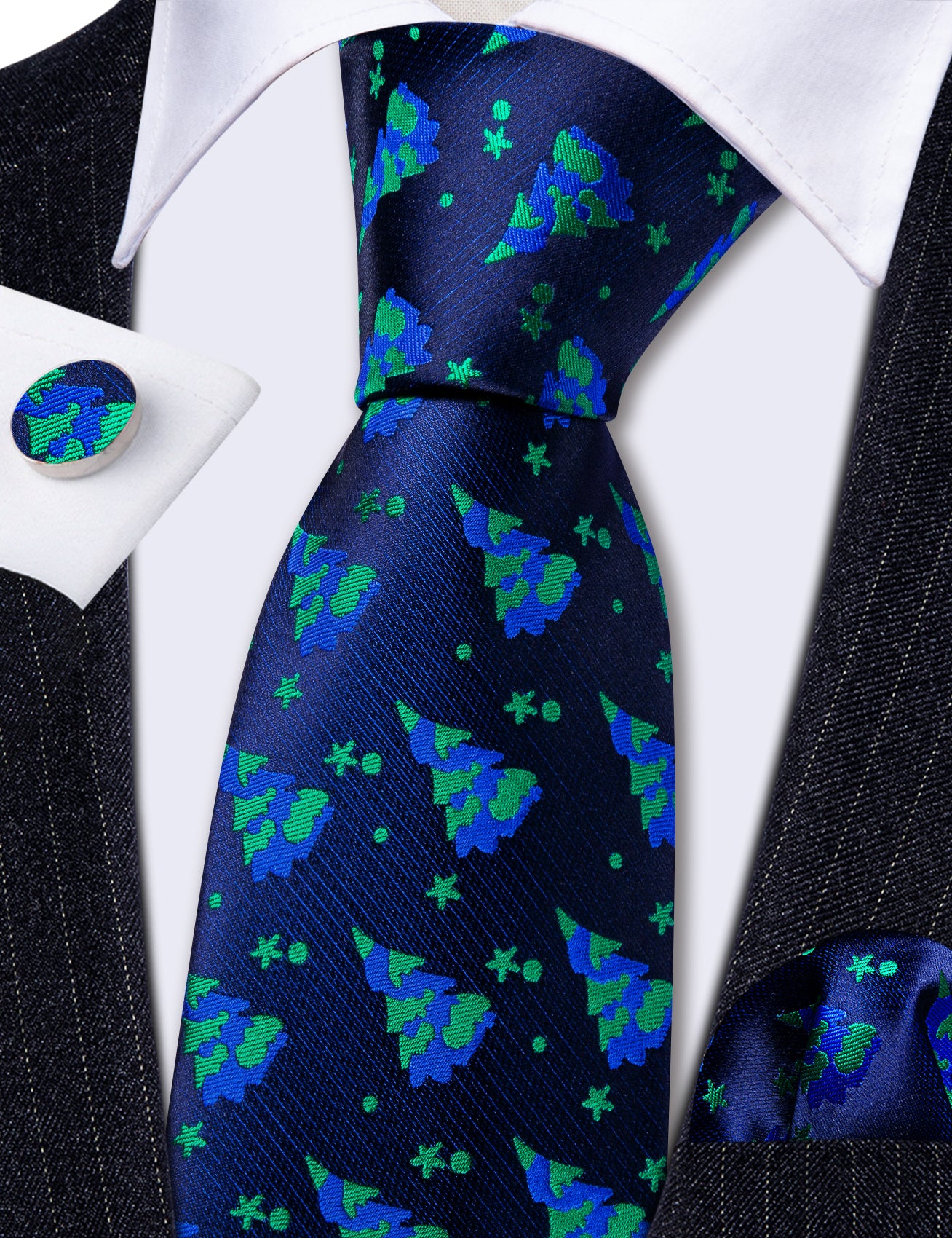 blue christmas dress tie