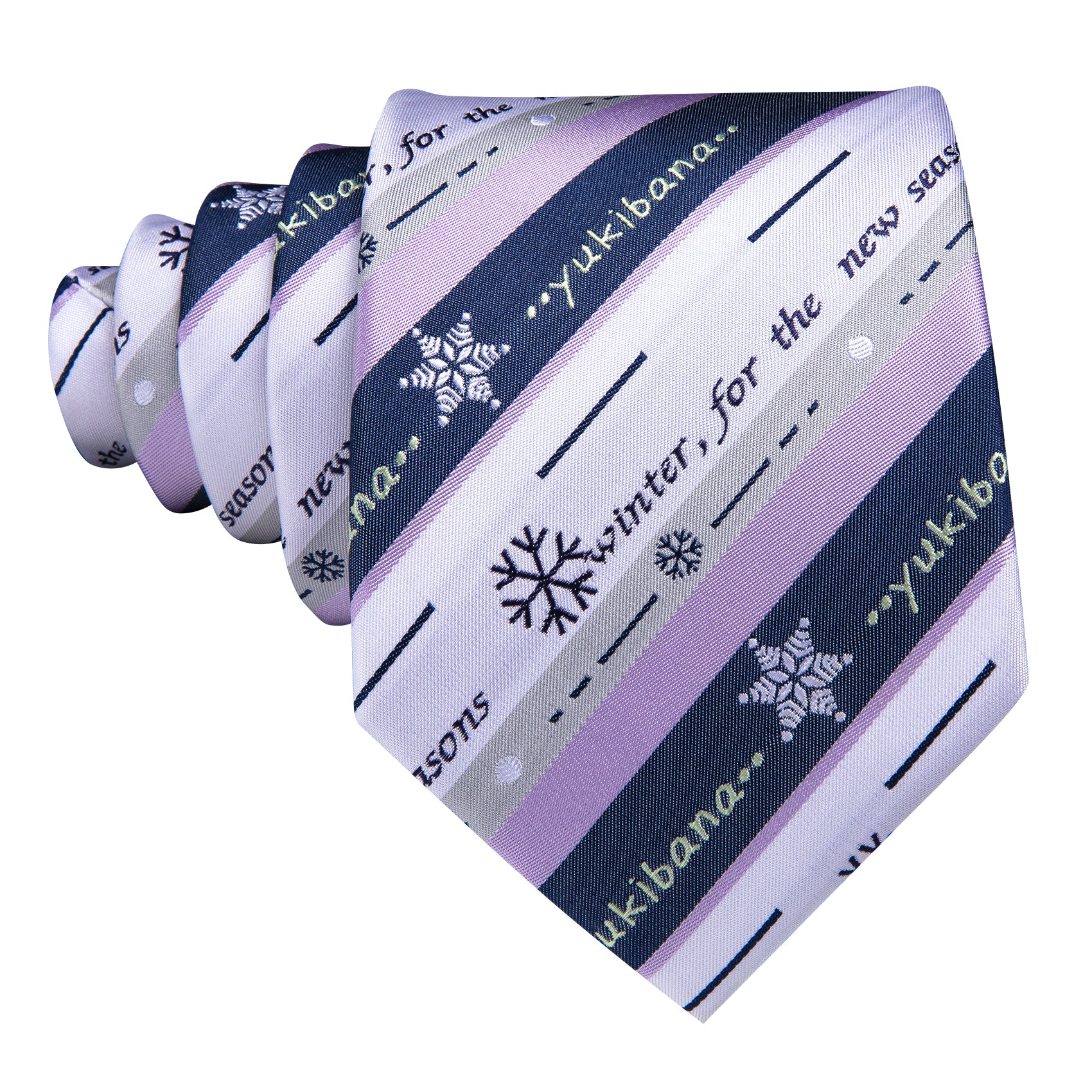 Christmas Snow Pattern Mens Striped Ties Necktie Handkerchief Cufflinks