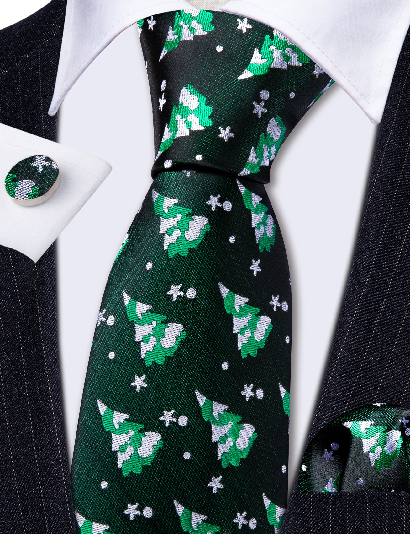 christmas green mens silk tie