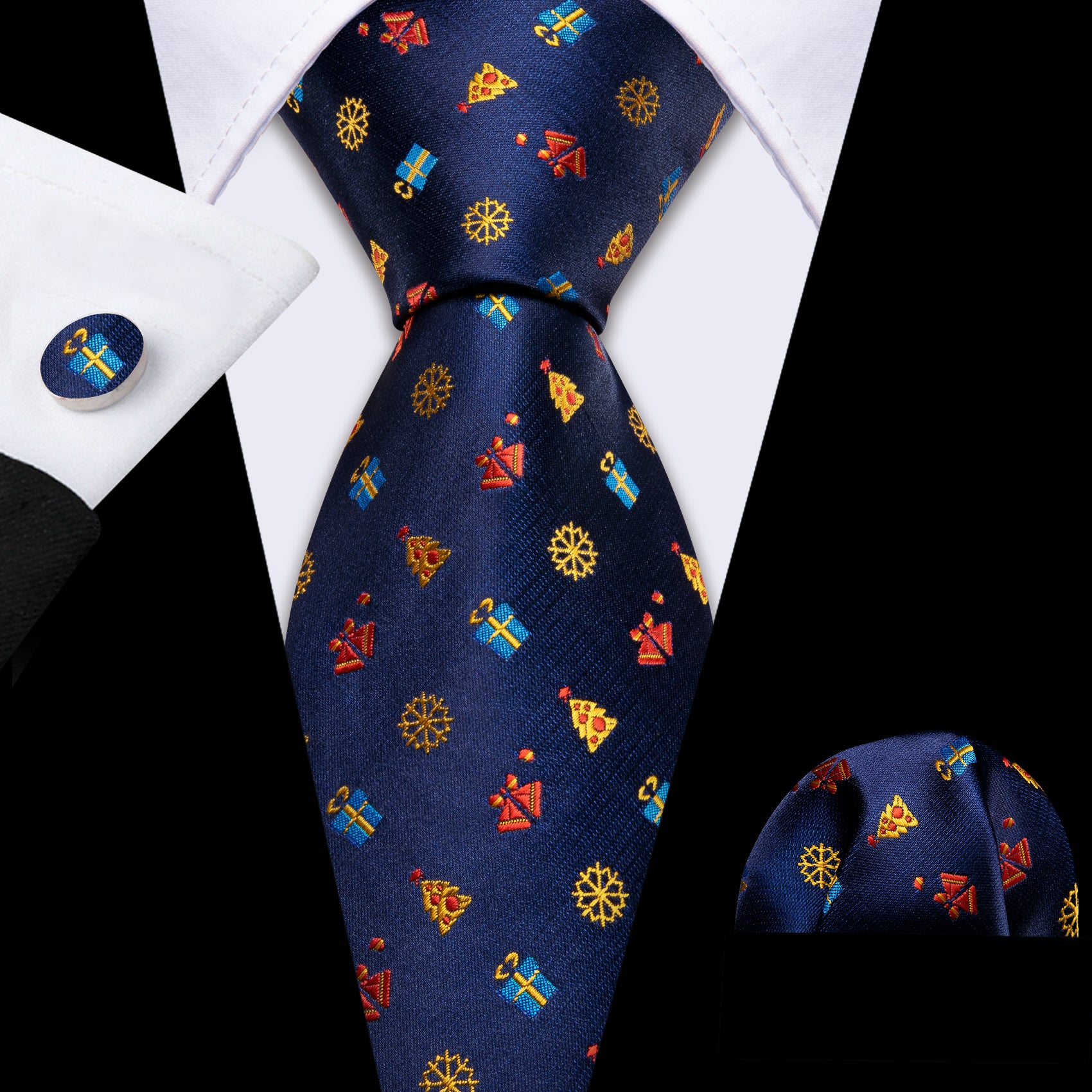 Blue Tie Dark Blue Necktie  colorful pattern men's necktie 