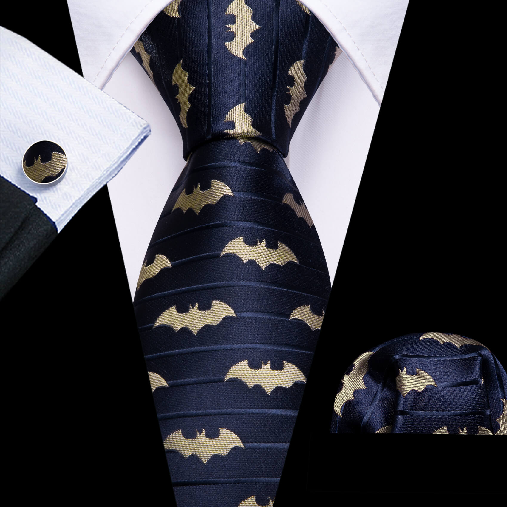 blue tan bat neck ties for men