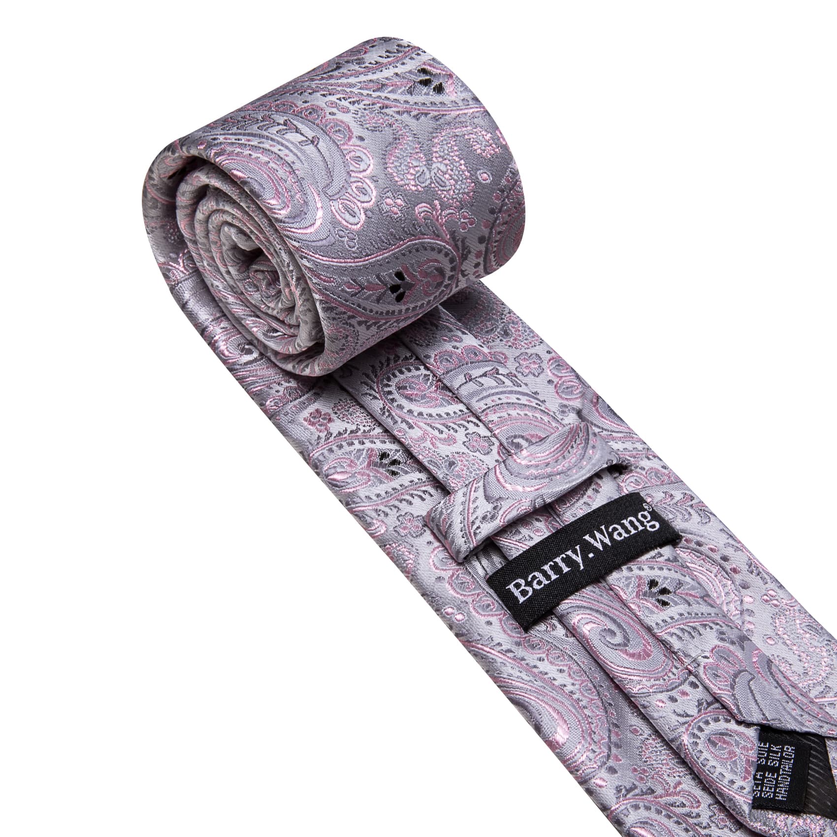 Grey Pink Paisley Tie Jacquard Pattern Necktie Set