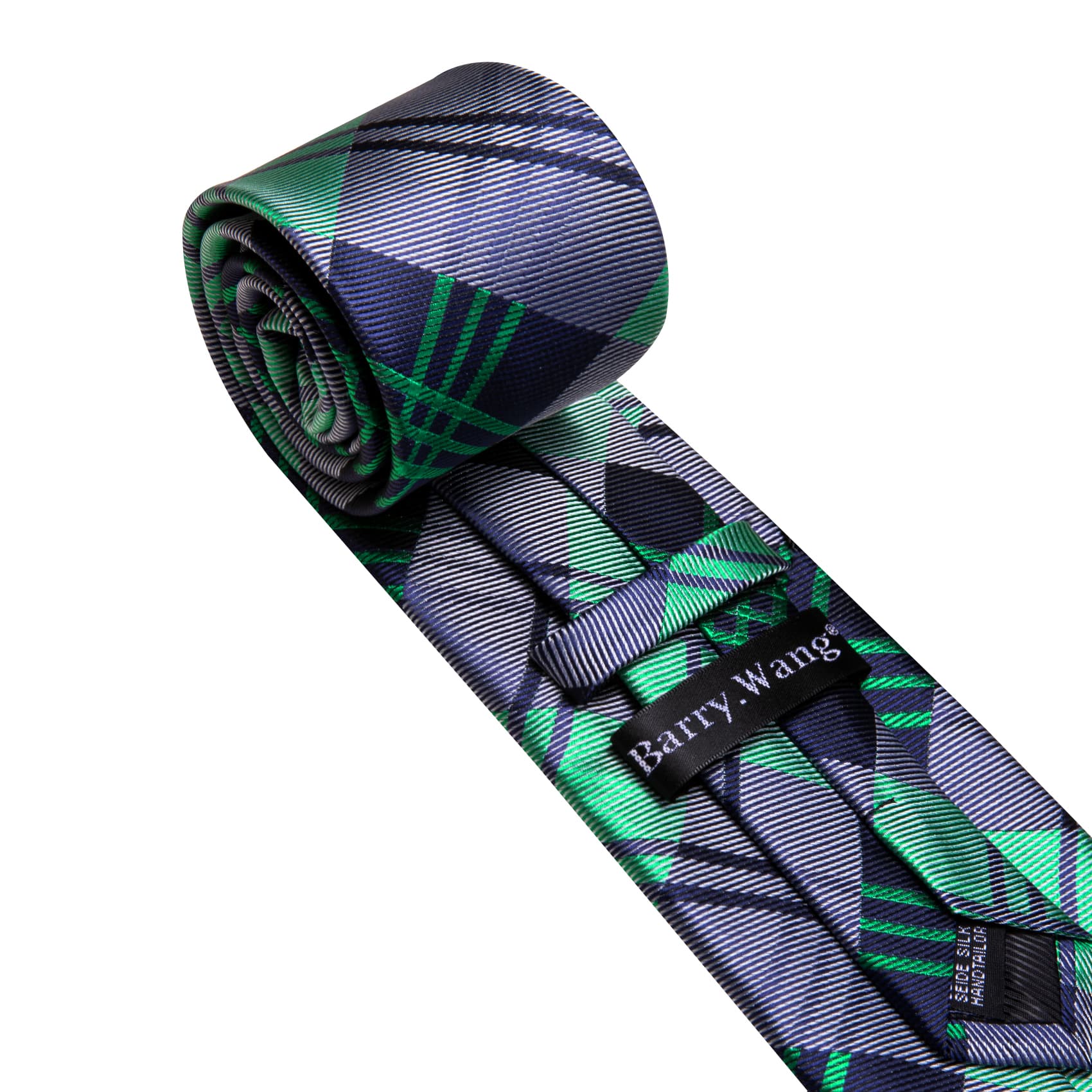 Mens Plaid Tie Mint Green Dar Grey Necktie Set