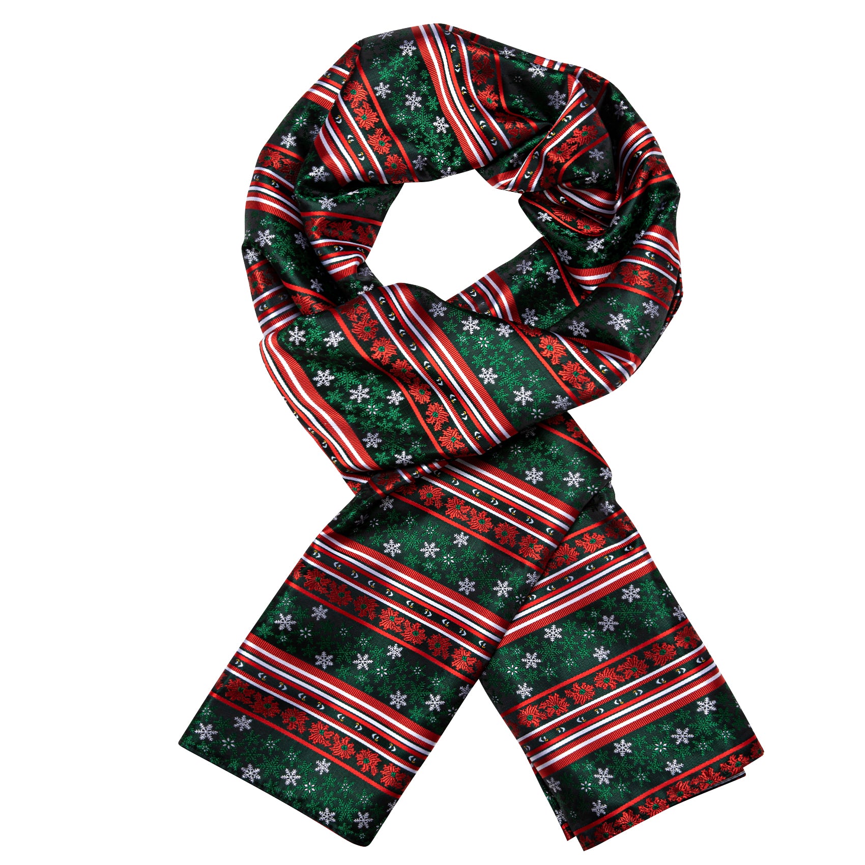 Barry Wang Silk scarf Christmas Green Red Snowflake Pattern Scarf