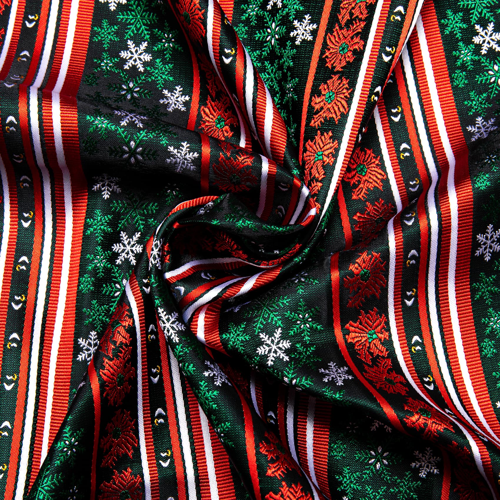 Barry Wang Silk scarf Christmas Green Red Snowflake Pattern Scarf