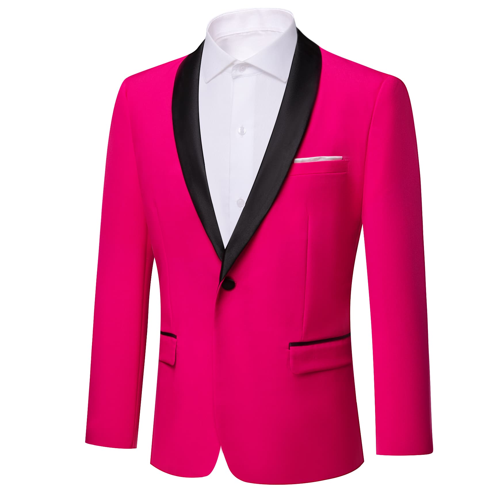 Notched Lapel Suit Men's Shocking Pink Party Suit Blazer 