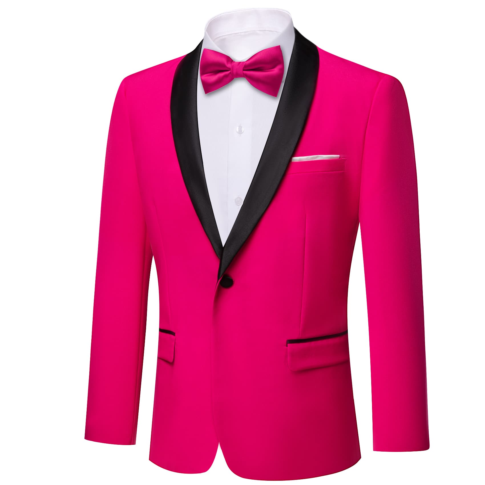 Notched Lapel Suit Men's Shocking Pink Party Suit Blazer 