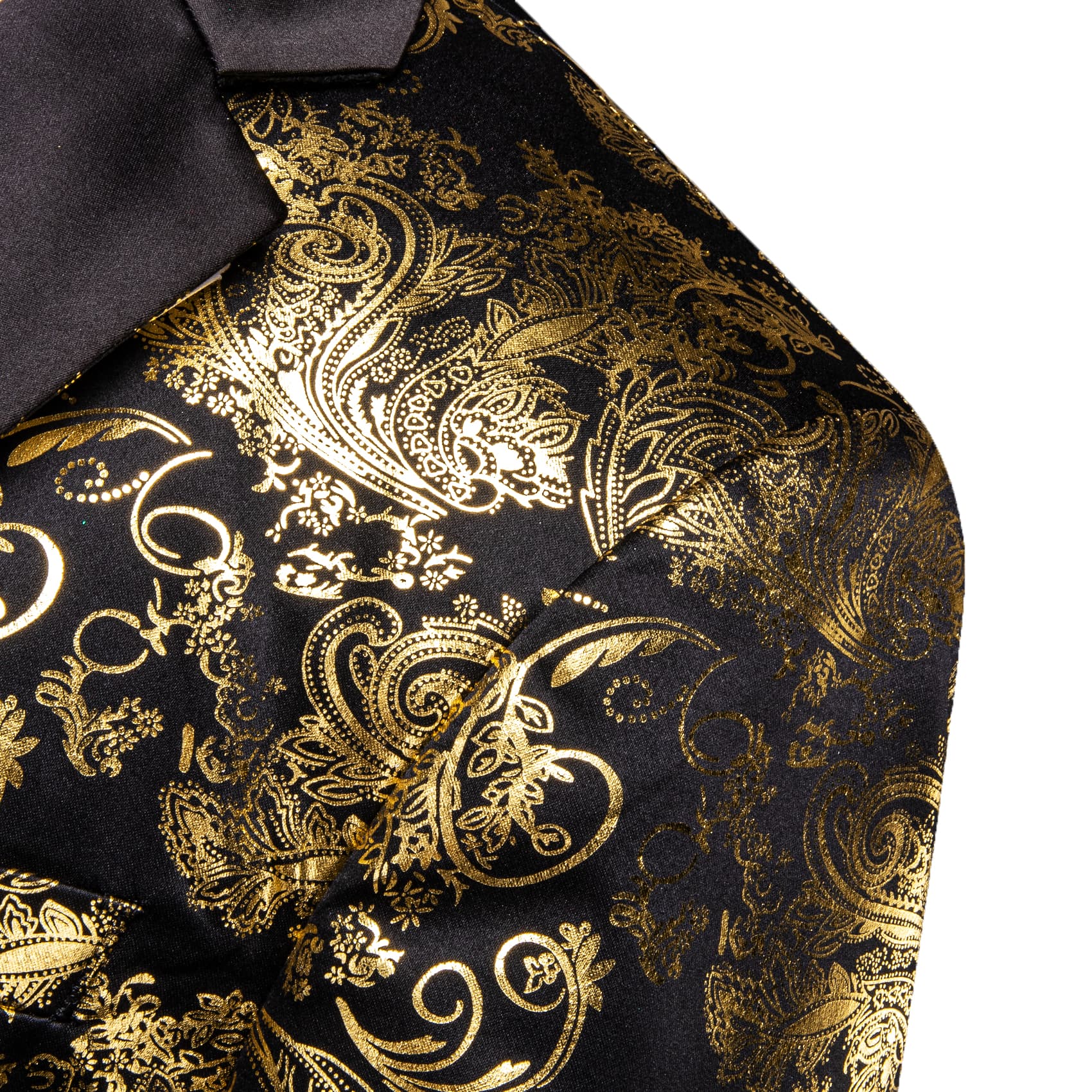 Men's Blazer Black Notched Lapel Gold Paisley Suit Top