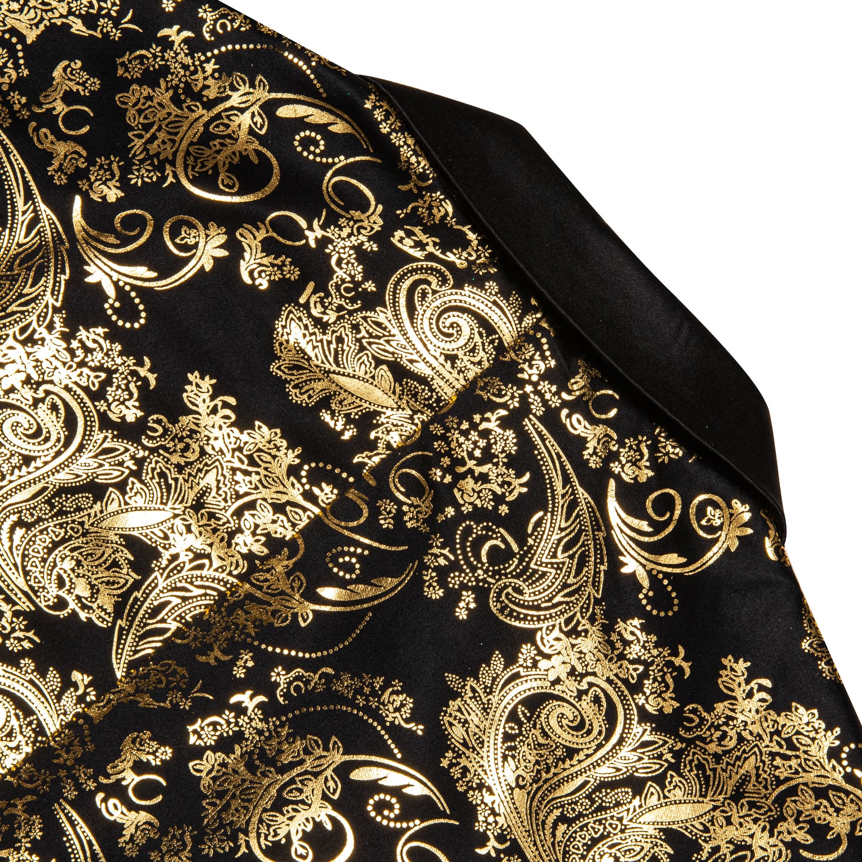 Men's Blazer Black Notched Lapel Gold Paisley Suit Top