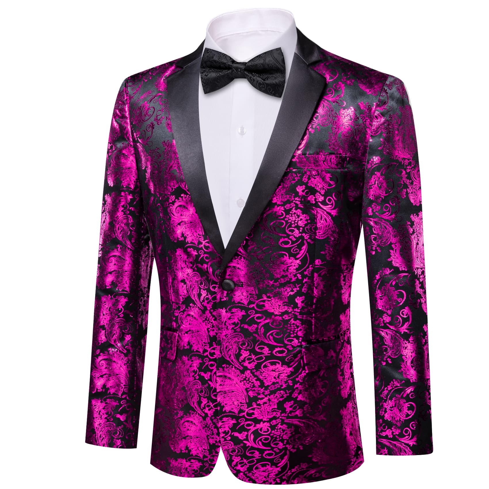 Notched Lapel Suit Men's Shocking Pink Party Suit Blazer