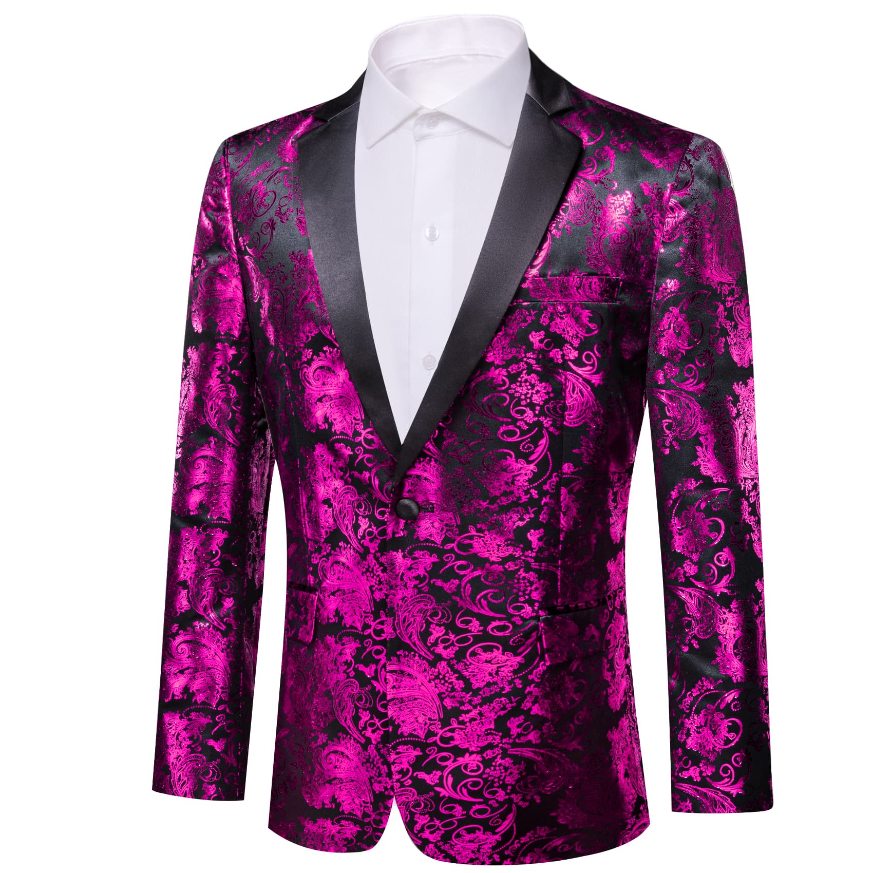 Notched Lapel Suit Men's Shocking Pink Party Suit Blazer