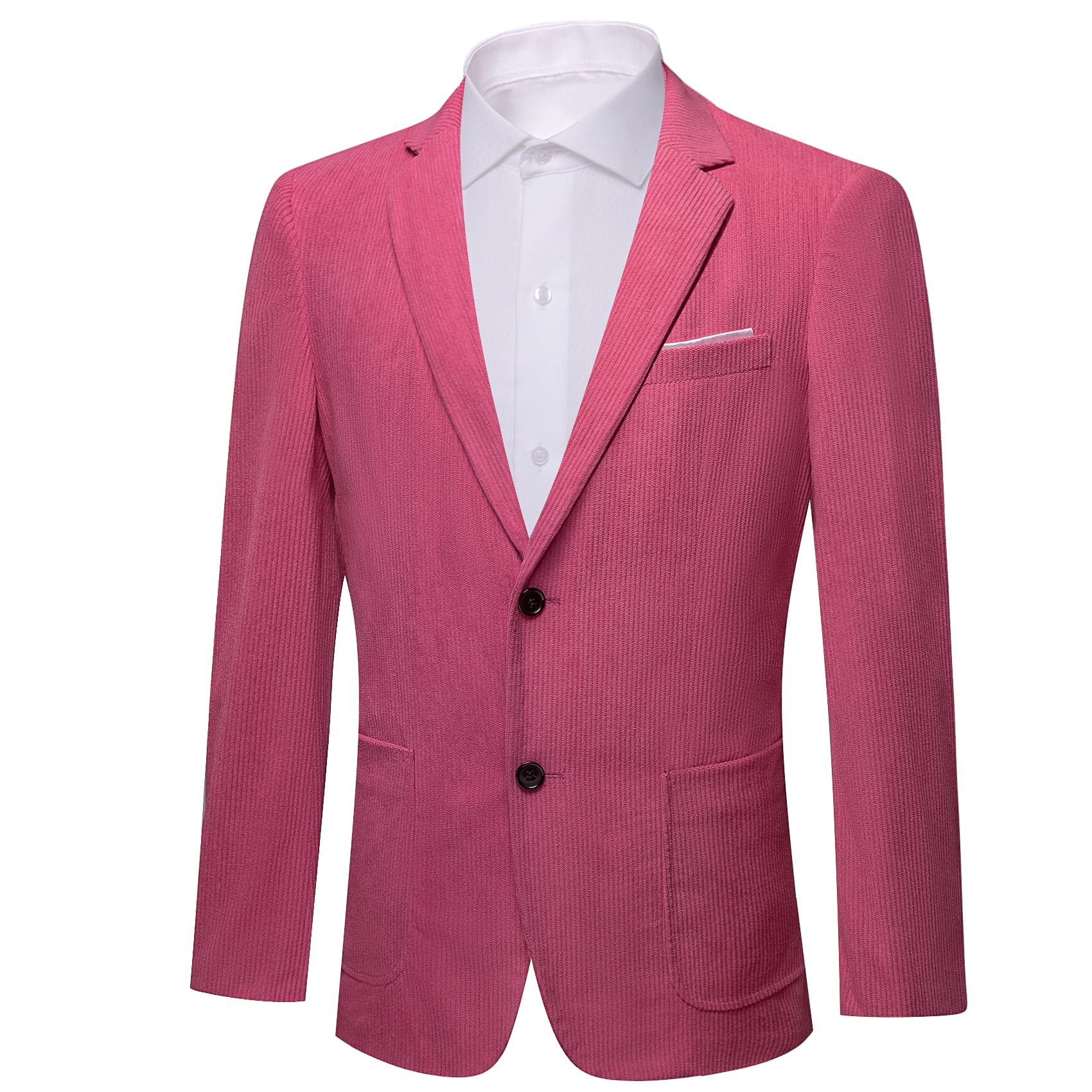 Corduroy Suit Raspberry Rose Pink Notched Lapel Men's Top