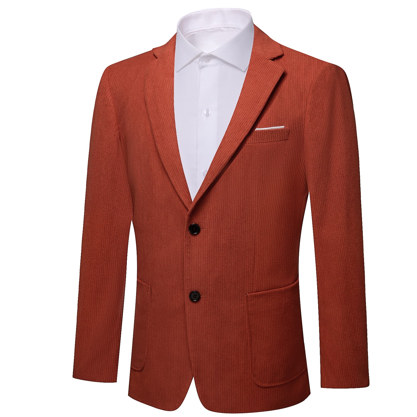  Corduroy Suit Burnt Umber Orange Notched Lapel Men's Top