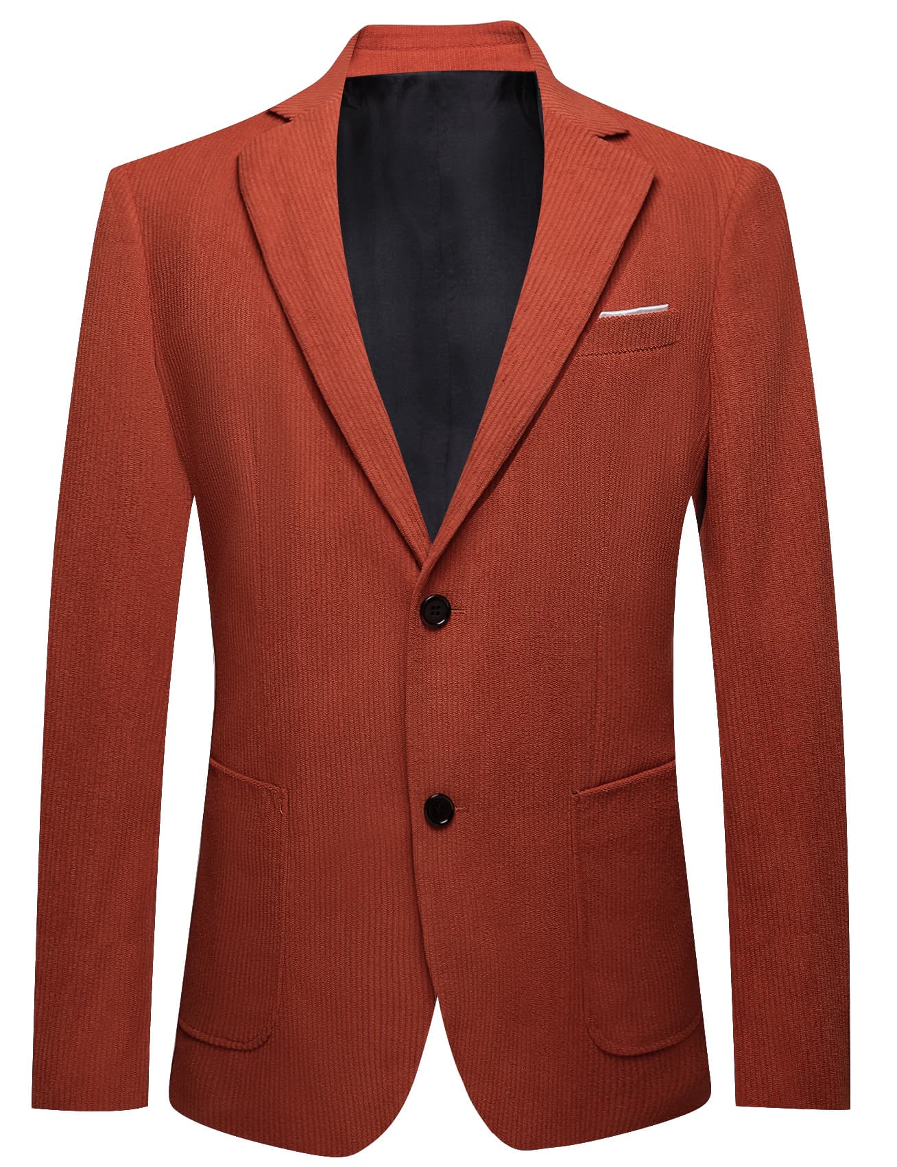 bright orange suit