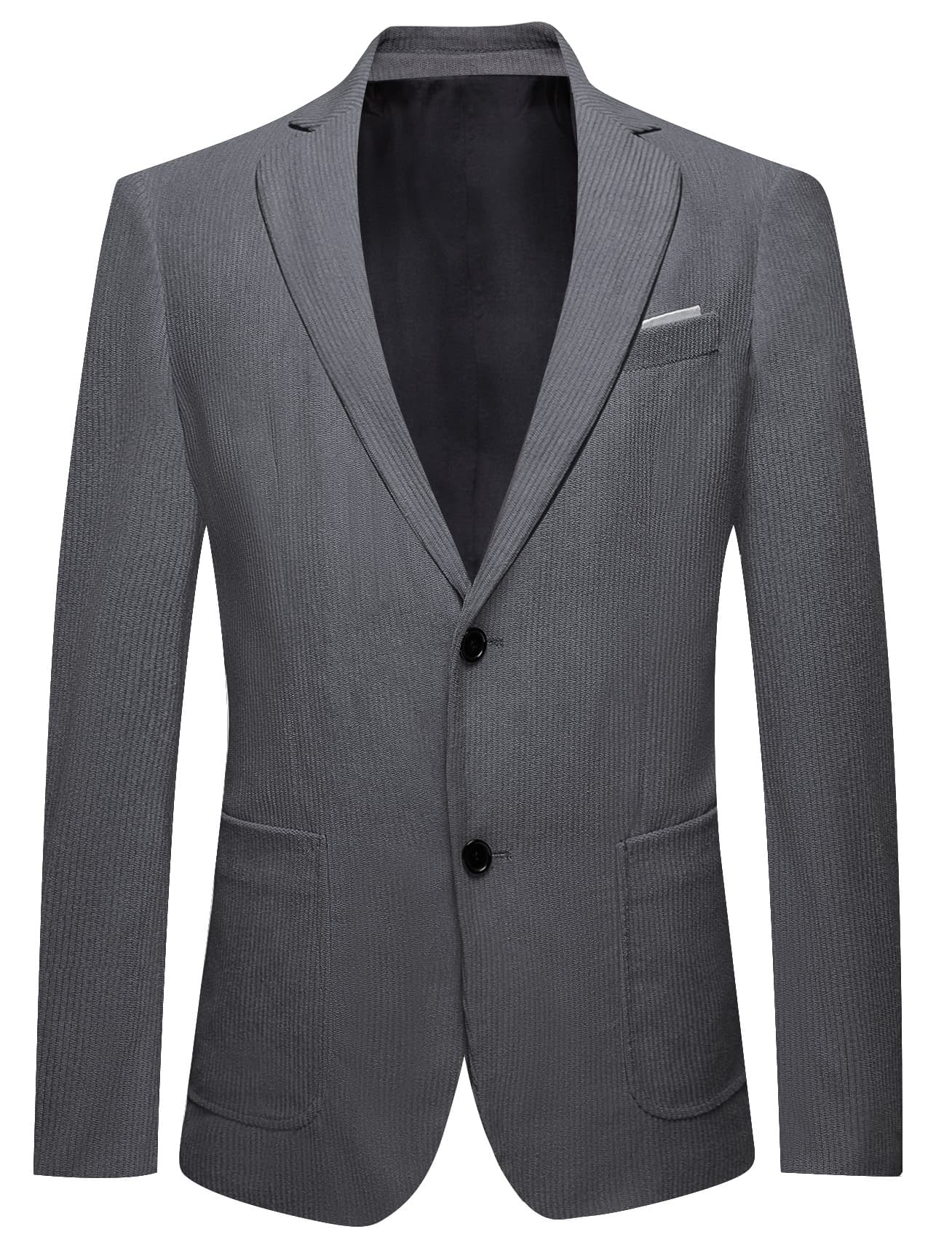 Cloud Grey Solid Mens Notched Lapel Corduroy Dress Suit