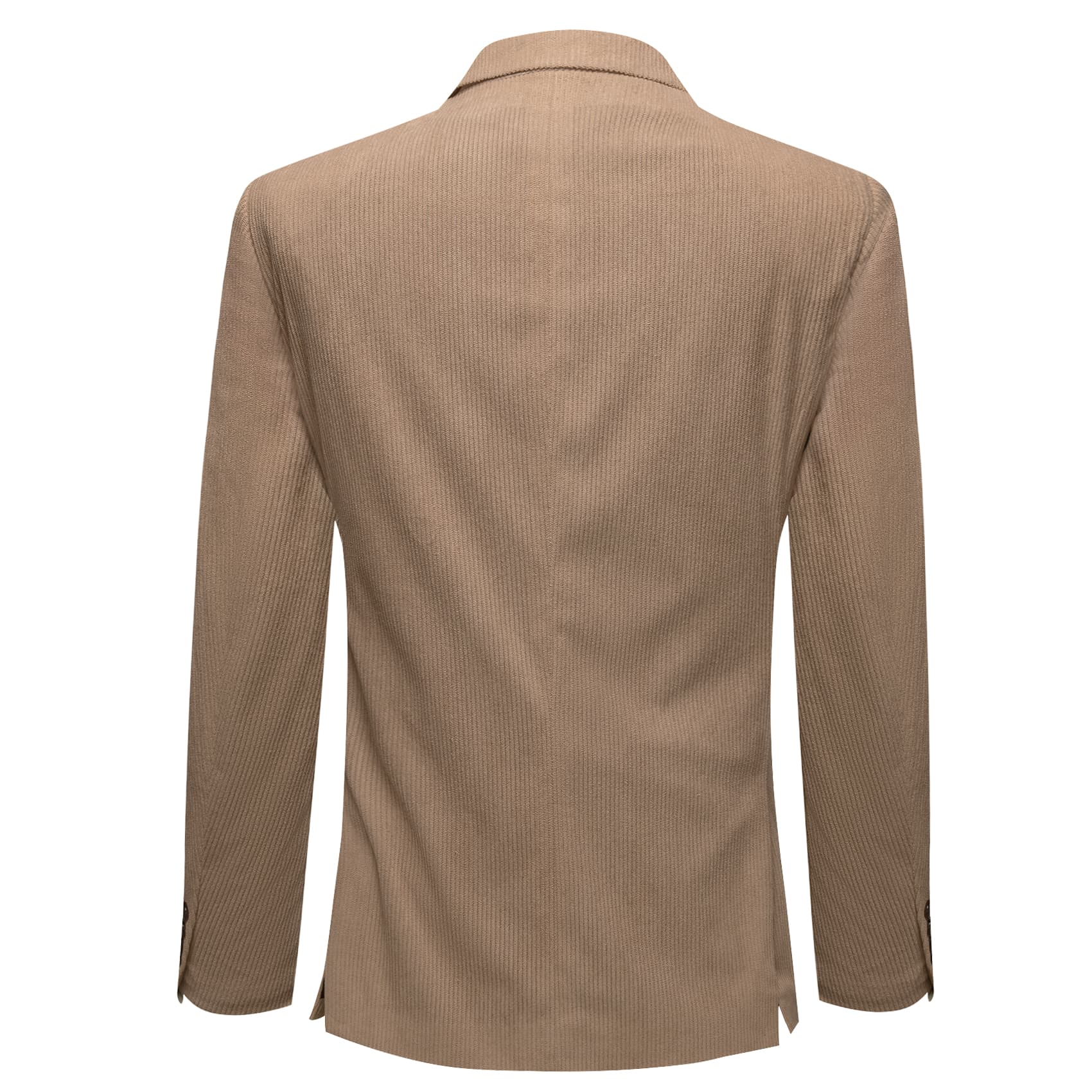 Tan Brown Solid Mens Notched Lapel Corduroy Wedding Suit