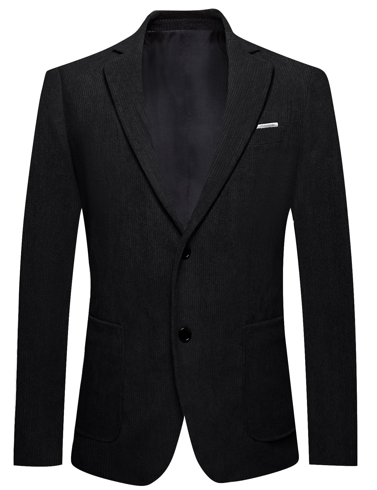 Black Wedding Suit Solid Mens Notched Lapel Corduroy Top