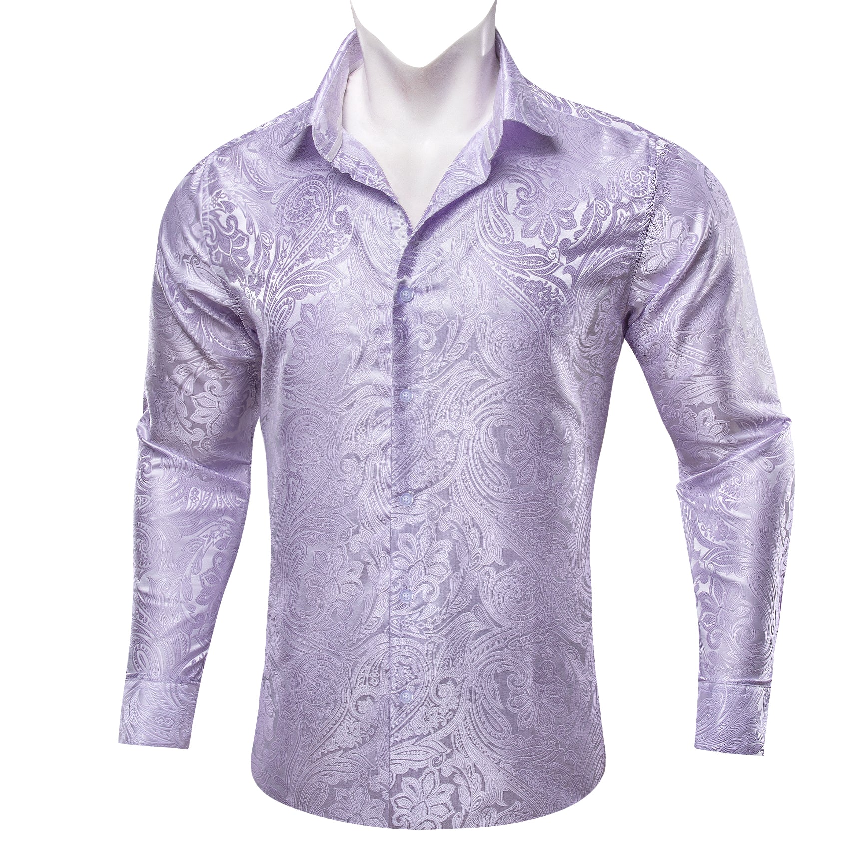 plum light Purple Paisley Silk men nice  Shirt