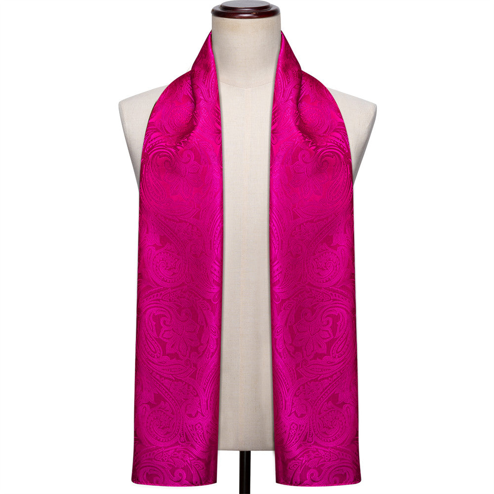 Barry Wang Red Violet Floral Silk Scarf for Men Accessory