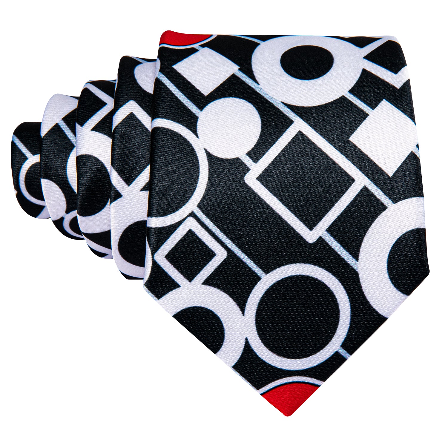 Black White Red Novelty Silk Tie Hanky Cufflinks Set