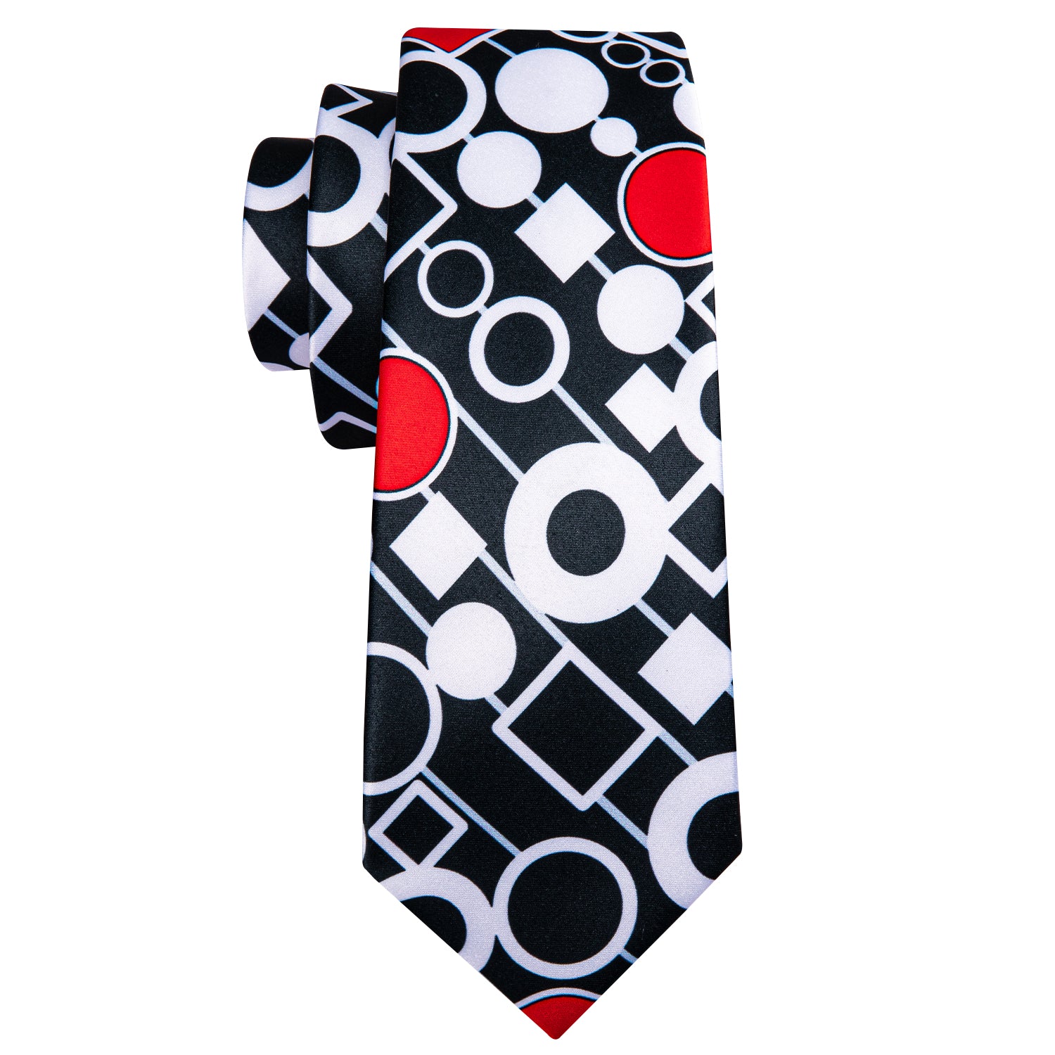 Black White Red Novelty Silk Tie Hanky Cufflinks Set