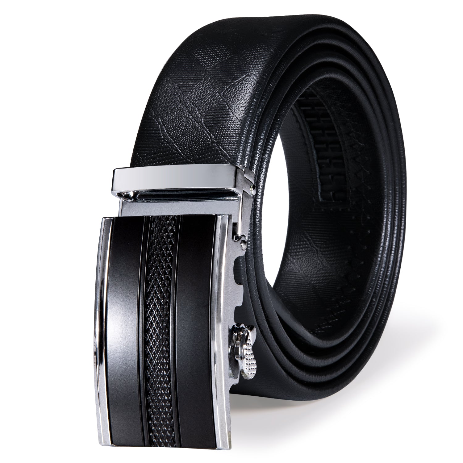 Barry.wang Mens Ratchet Belt,Genuine Leather Belt with Automatic Buckle Alloy,Gift Set for Men