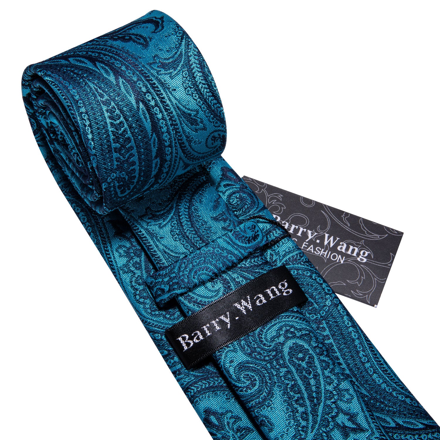 Sky -Blue Paisley Men's Necktie Pocket Square Cufflinks Set