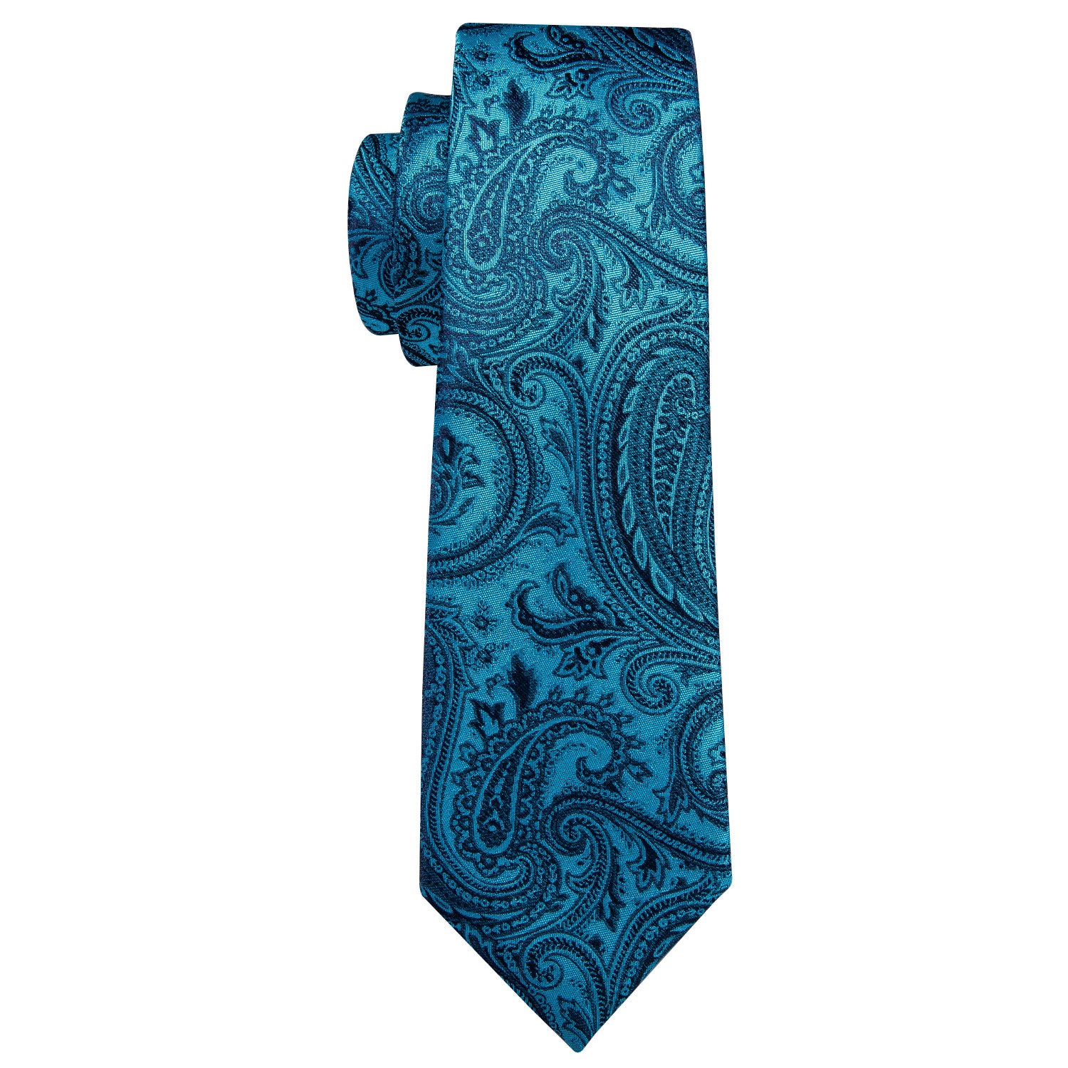 Sky -Blue Paisley Men's Necktie Pocket Square Cufflinks Set