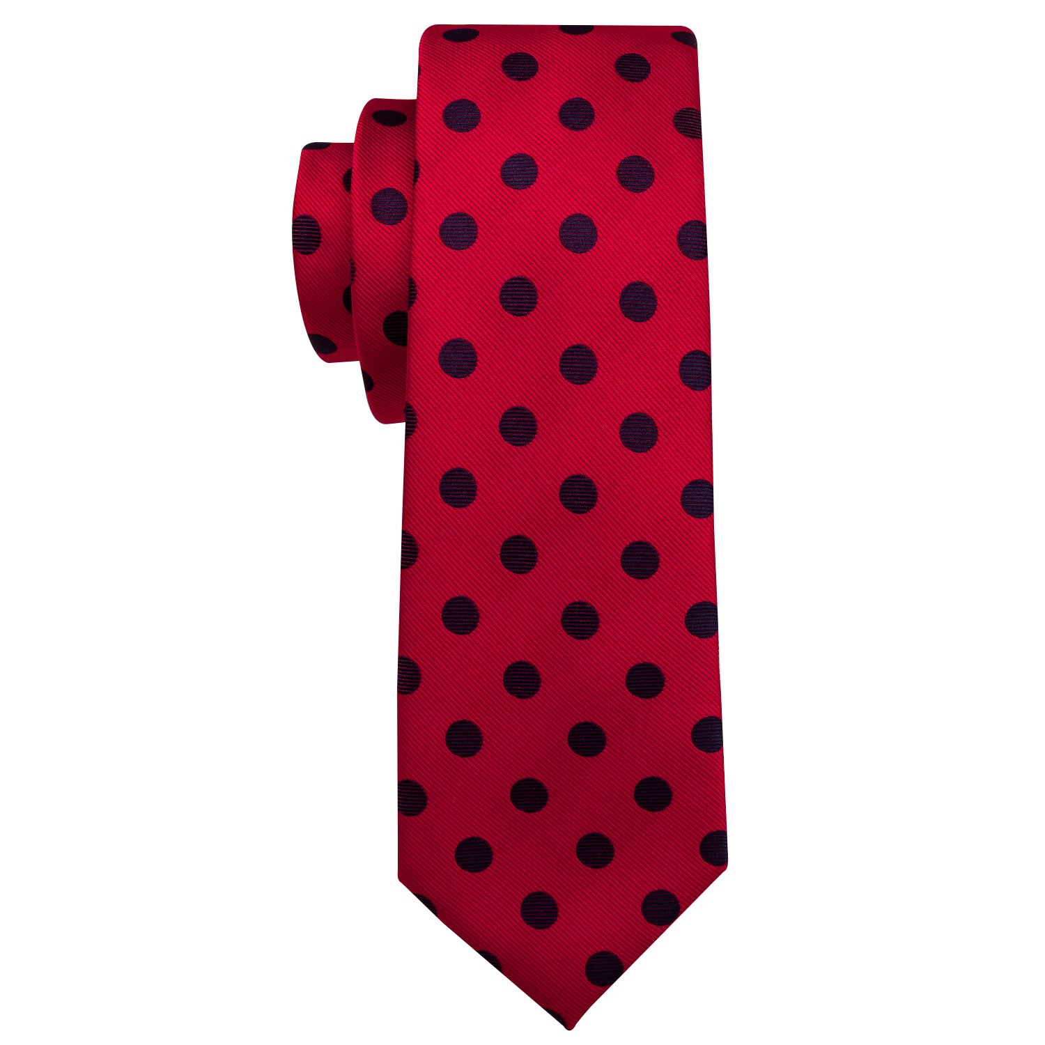 Red Polka Dot Necktie Pocket Square Cufflinks Set