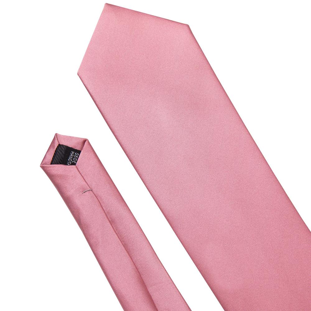 Pink Solid Tie Hanky Cufflinks Set