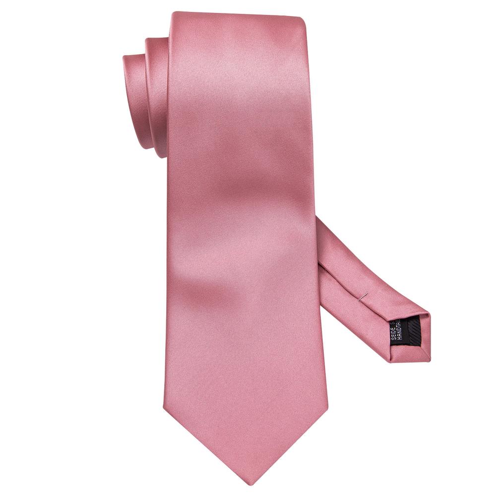 Pink Solid Tie Hanky Cufflinks Set