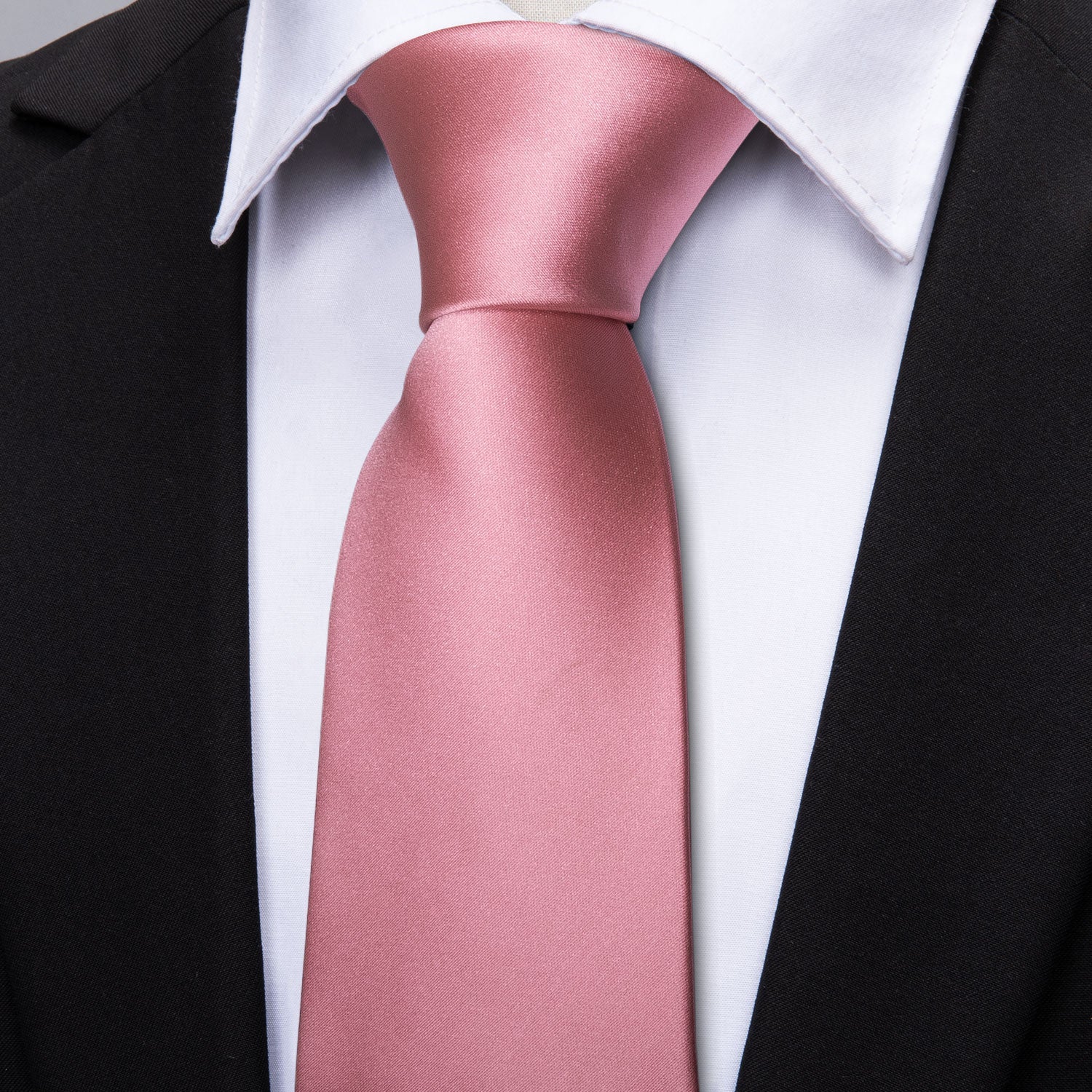 Pink Solid Tie Hanky Cufflinks Set