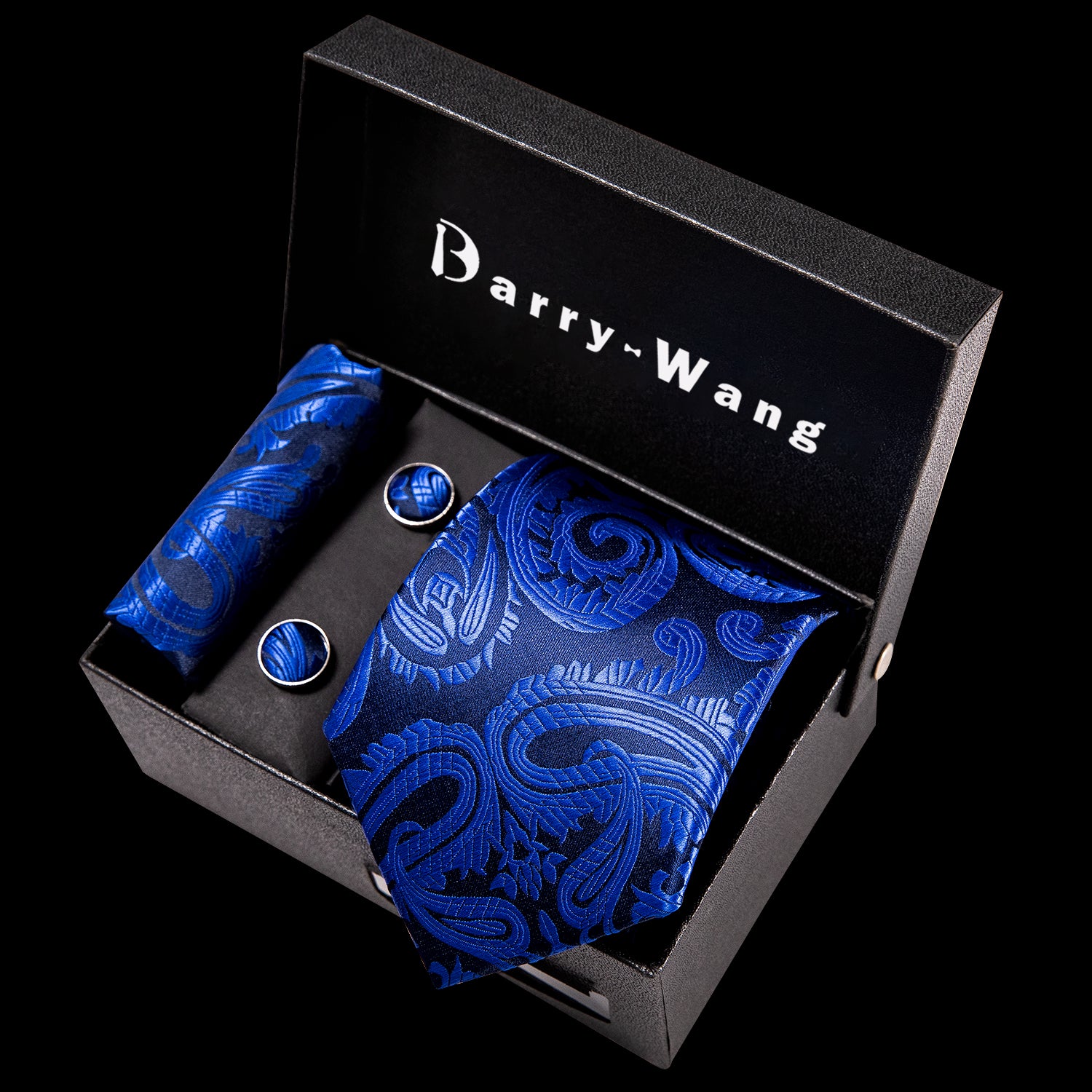 navy blue necktie gem blue paisley necktie  with necktie gift box set 