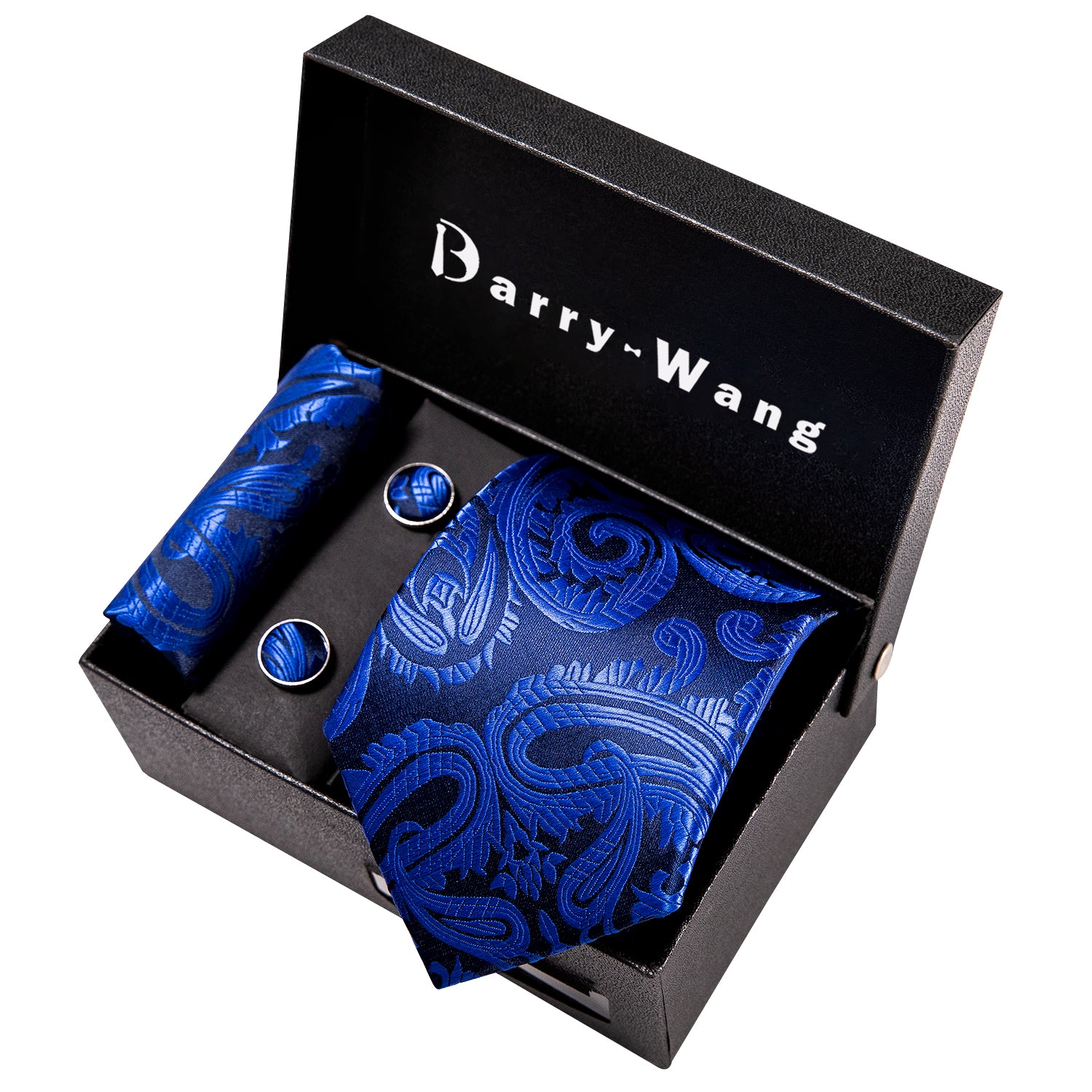 navy blue necktie gem blue paisley necktie  with necktie gift box set 