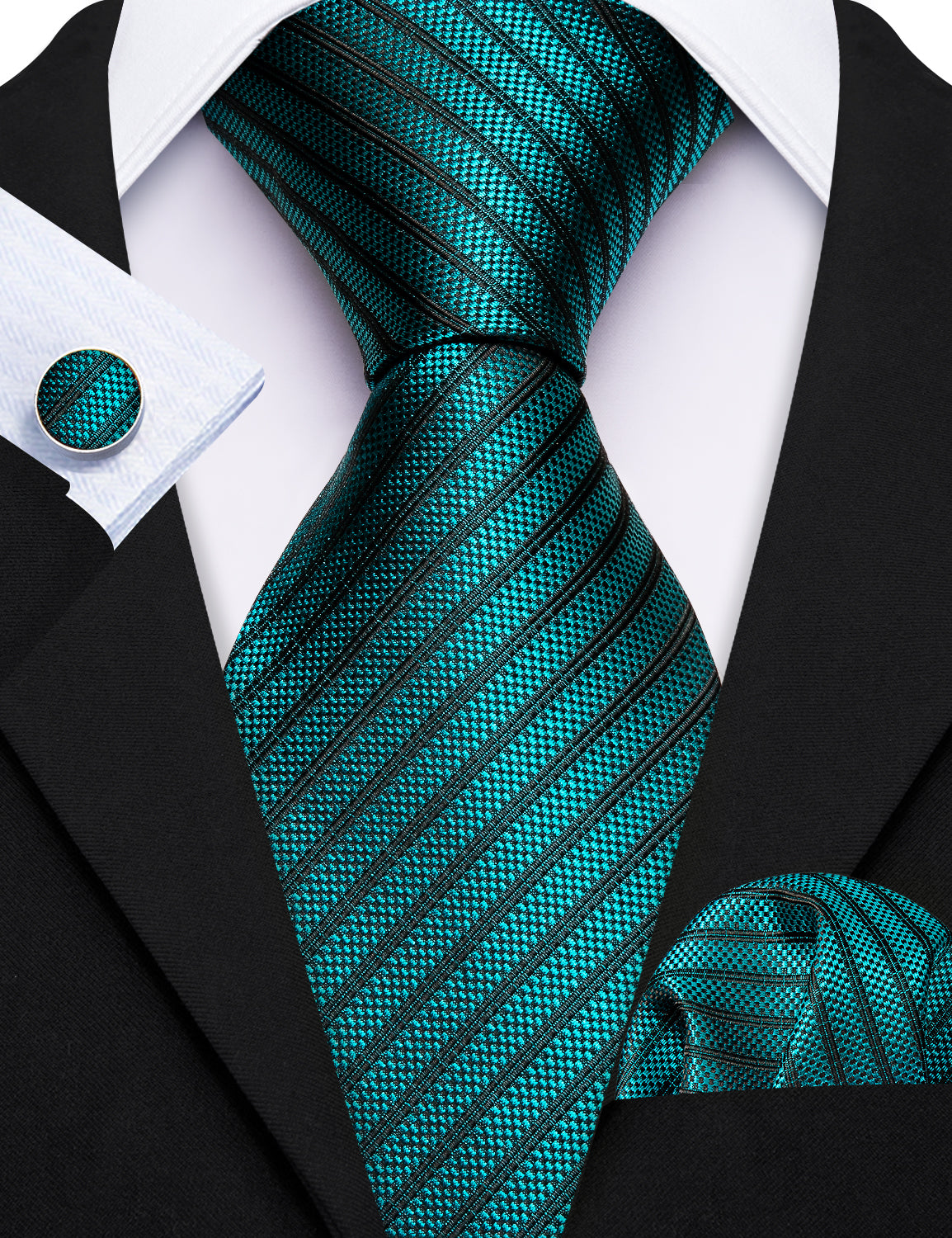 Teal shirt cheap black tie