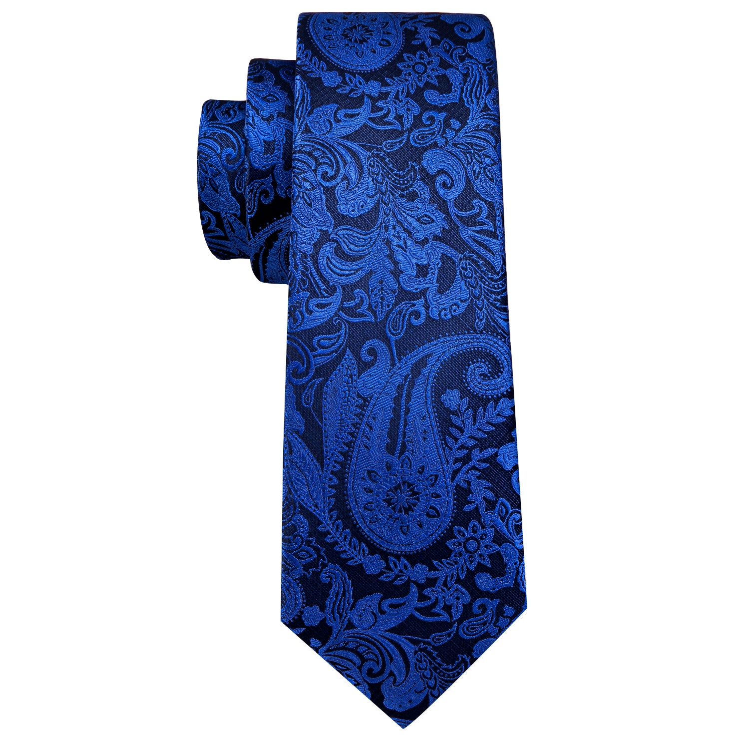 Blue Paisley Silk Tie Handkerchief Cufflinks Set