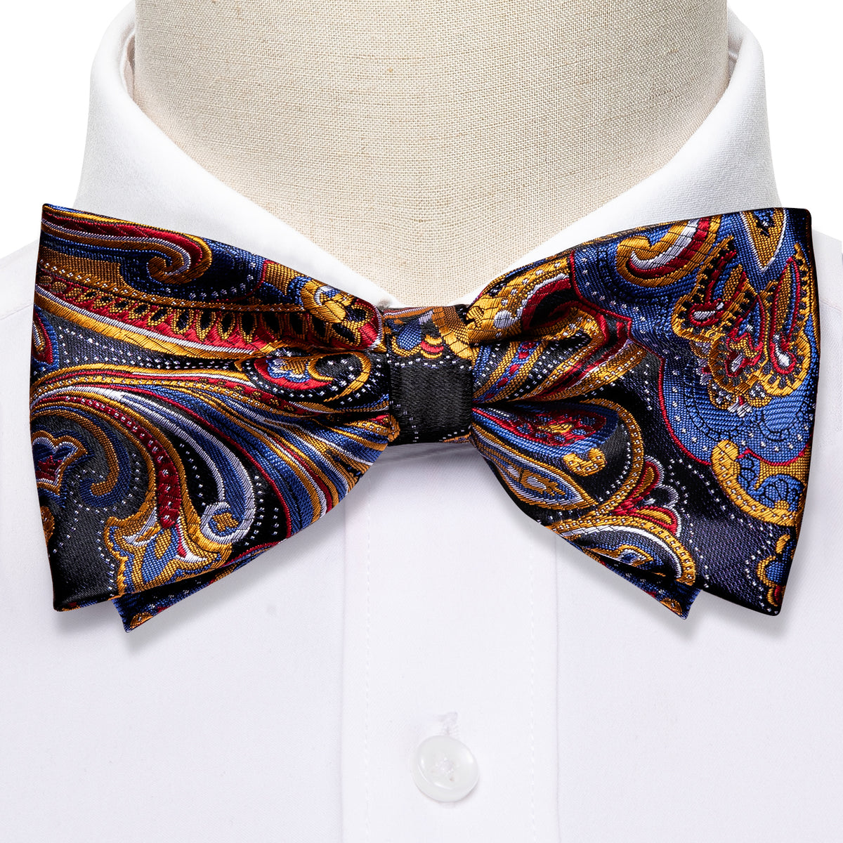 Colorful Pre-tied Bow Tie Hanky Cufflinks Set