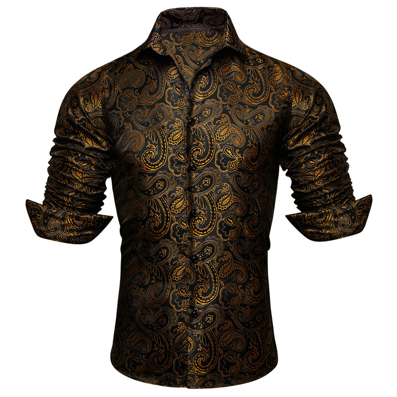 Barry.wang Black Golden Paisley Shirt – BarryWang