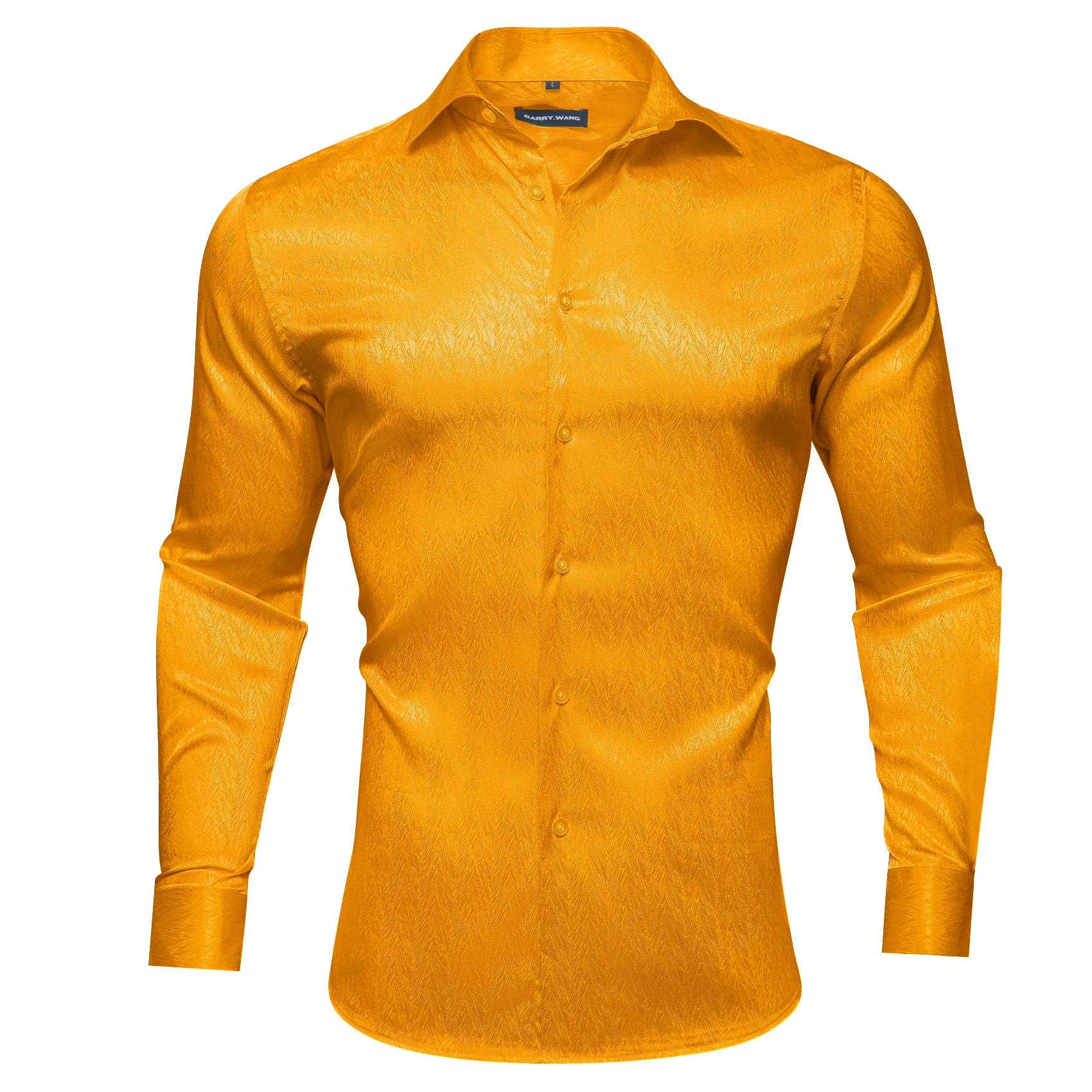 Fashion Solid Silk Gold Yellow Button Up Shirt yellow shirt