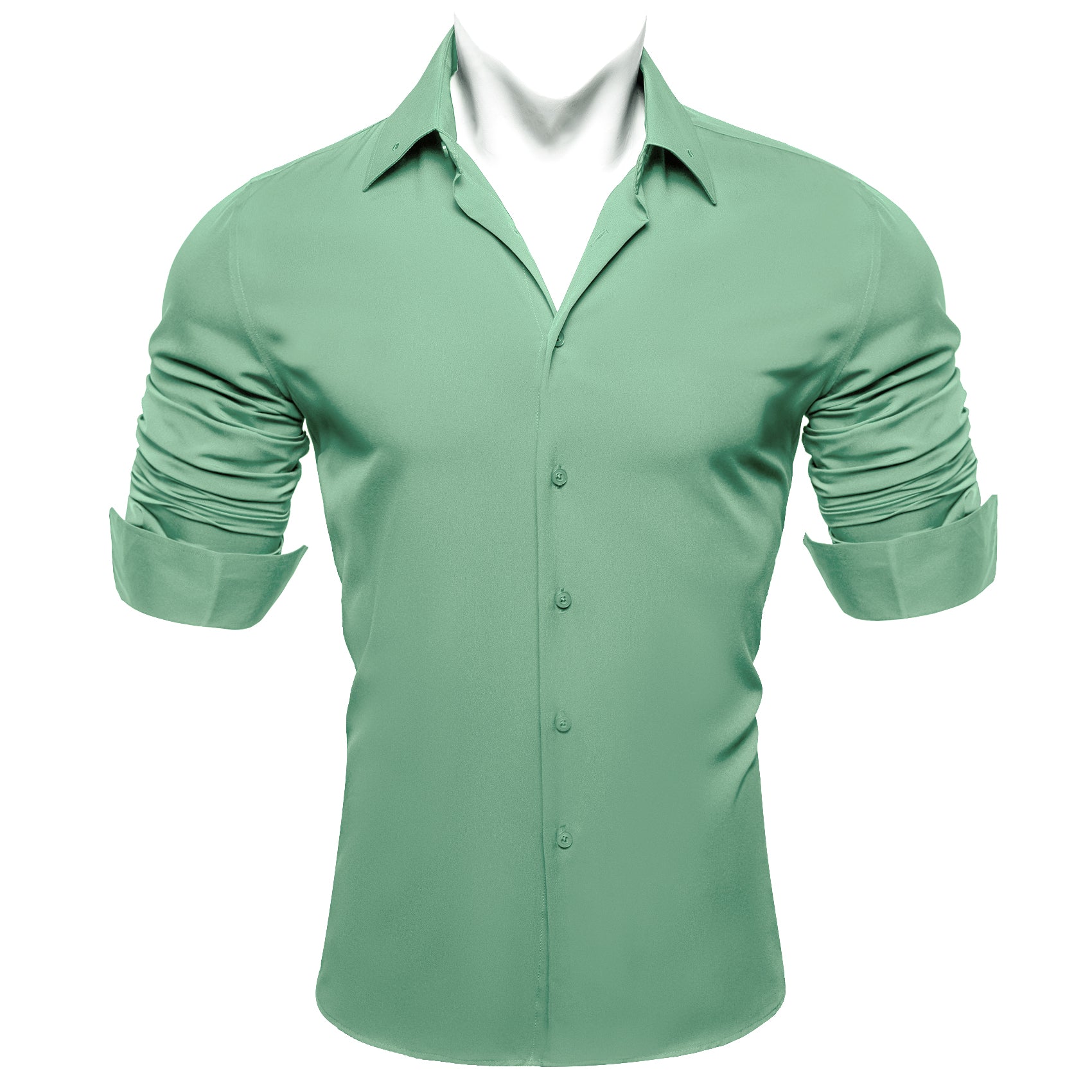 Barry.wang Sea Green Solid Silk Shirt