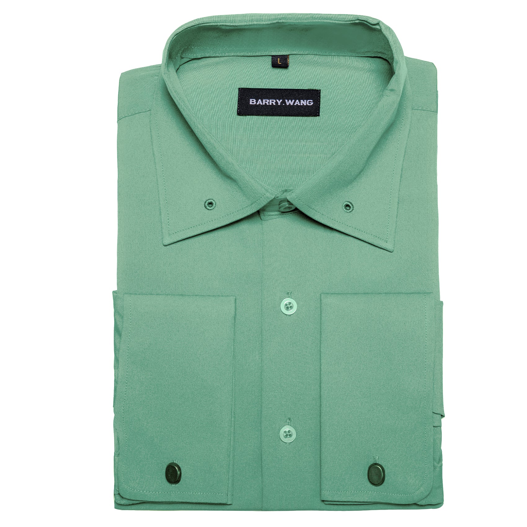 Barry.wang Sea Green Solid Silk Shirt