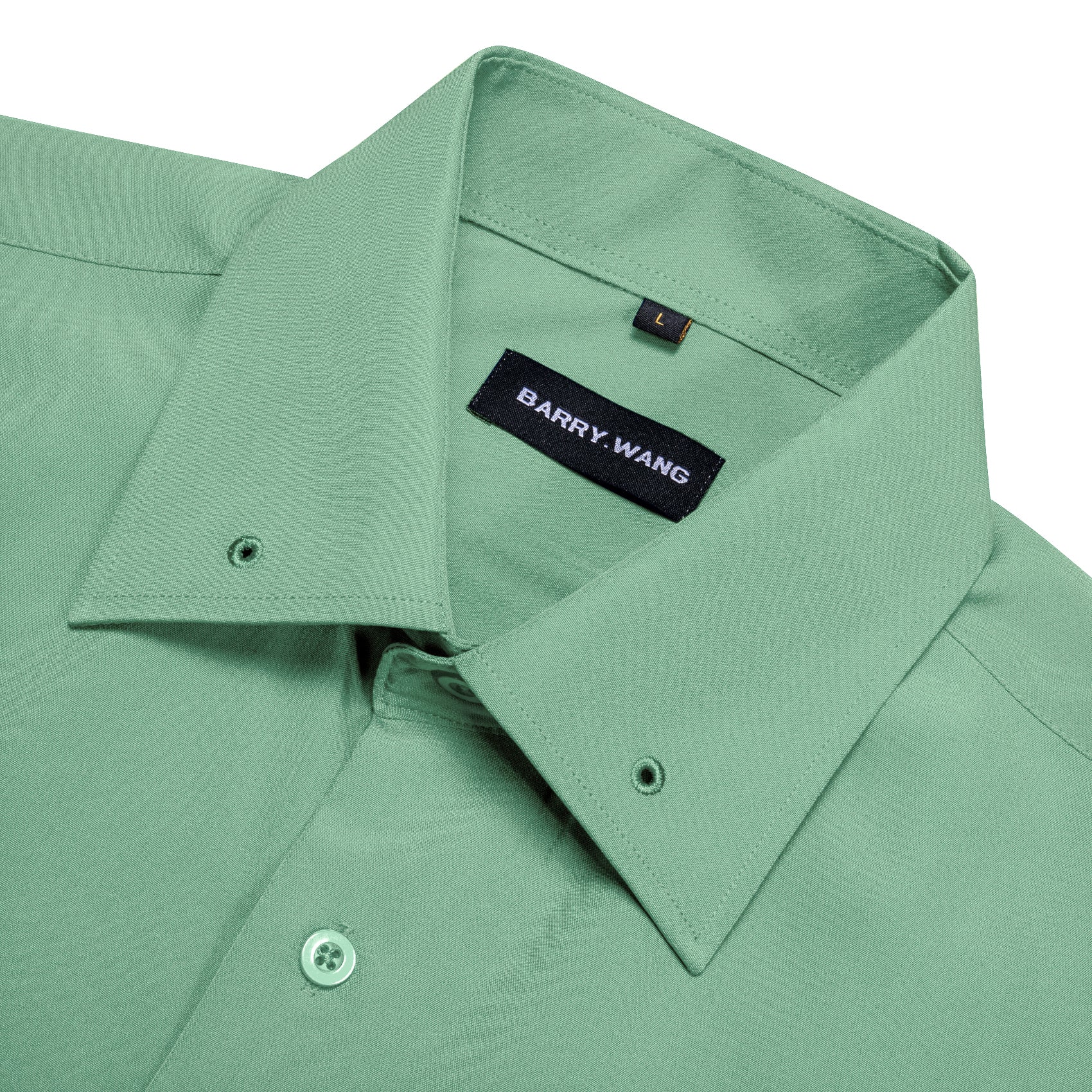 Barry.wang Sea Green Solid Silk Shirt