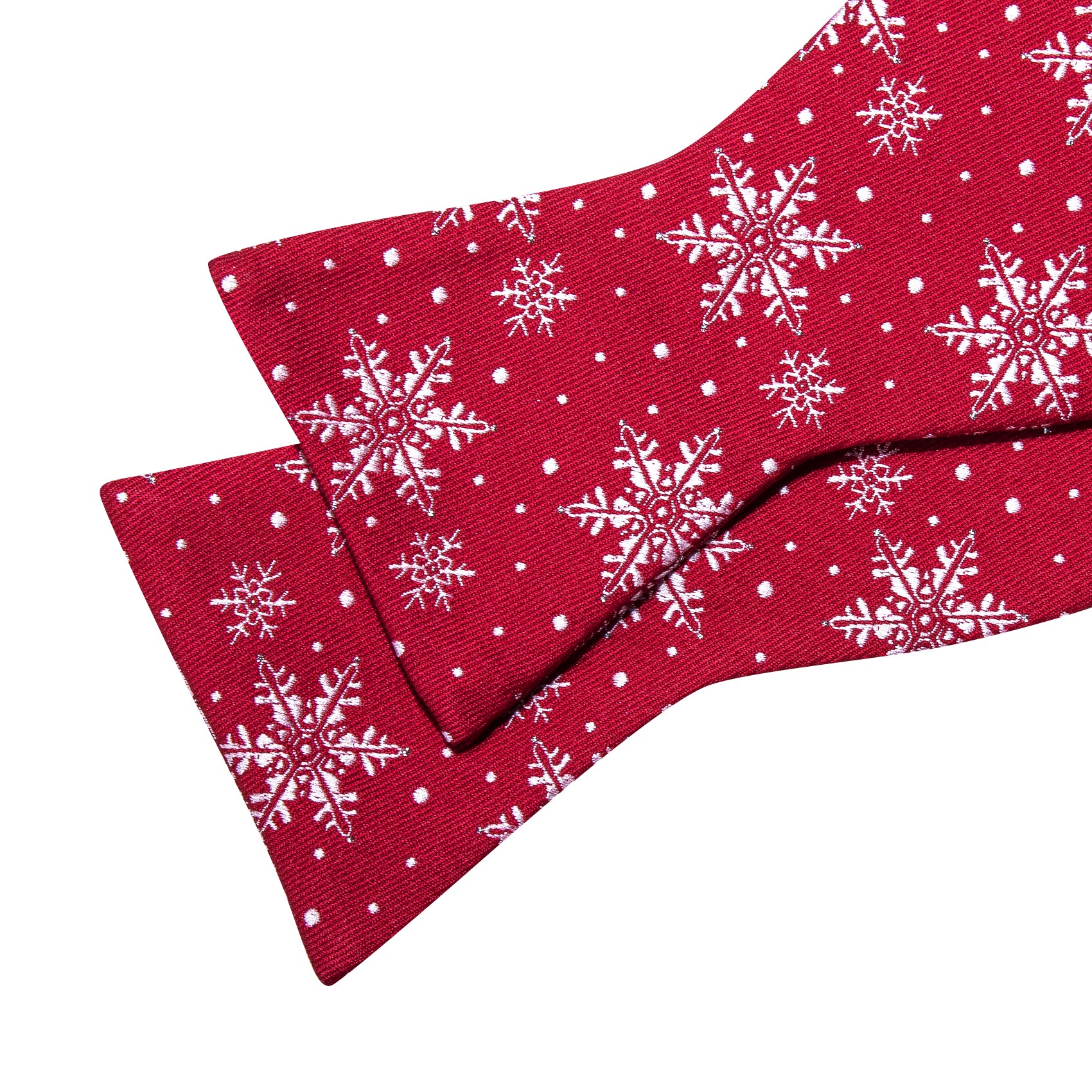 Barry Wang Christmas Fashion Red White Snowflake Silk Tie Bow Tie Hanky Cufflinks Set