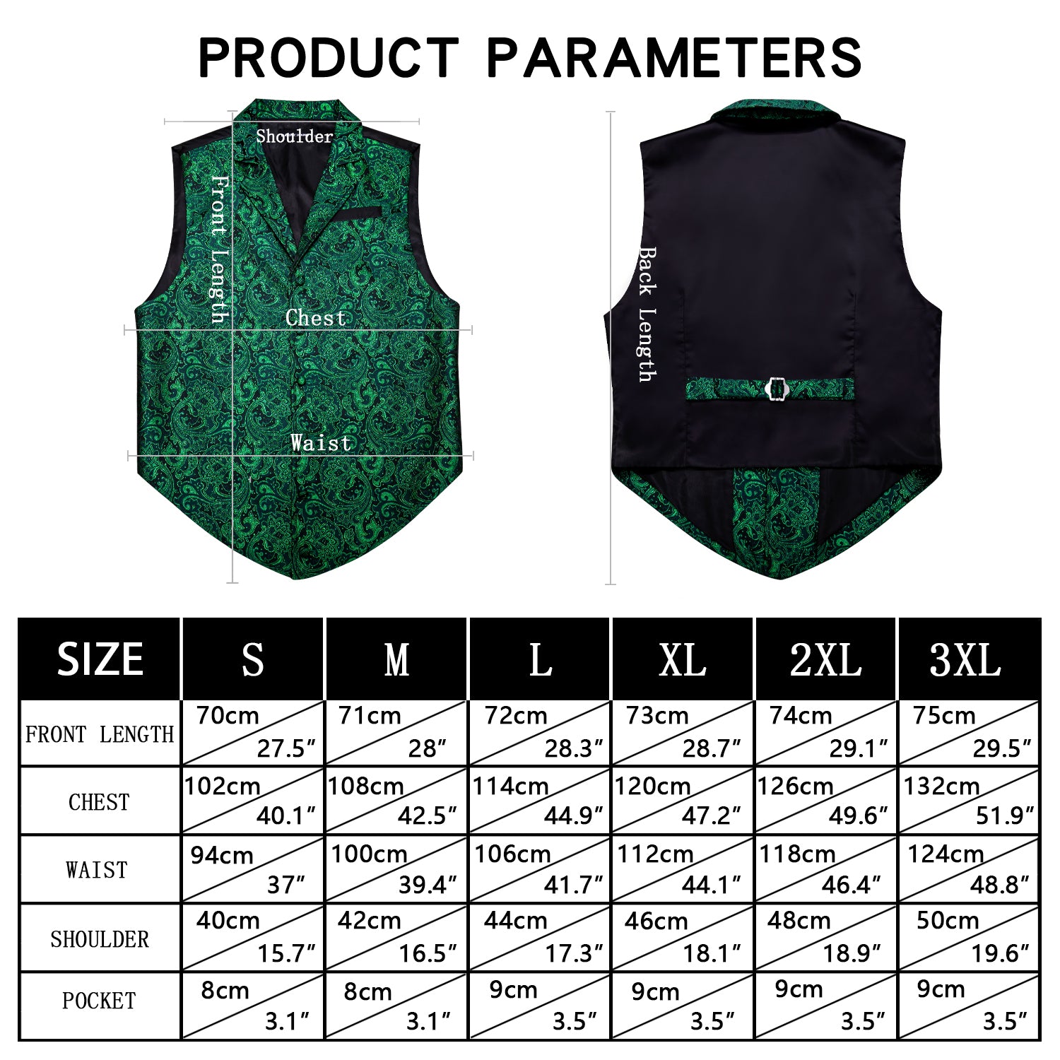 vest set szie chart