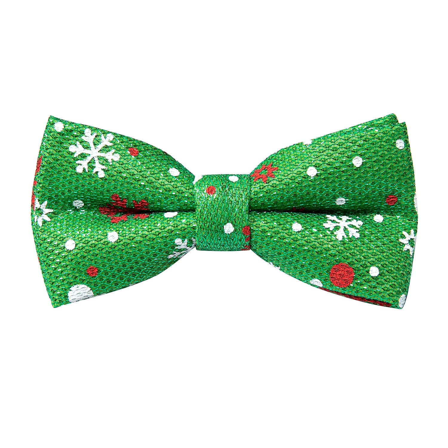 Christmas Men's Novelty Green White Snowflake Silk Vest Green Bowtie Set