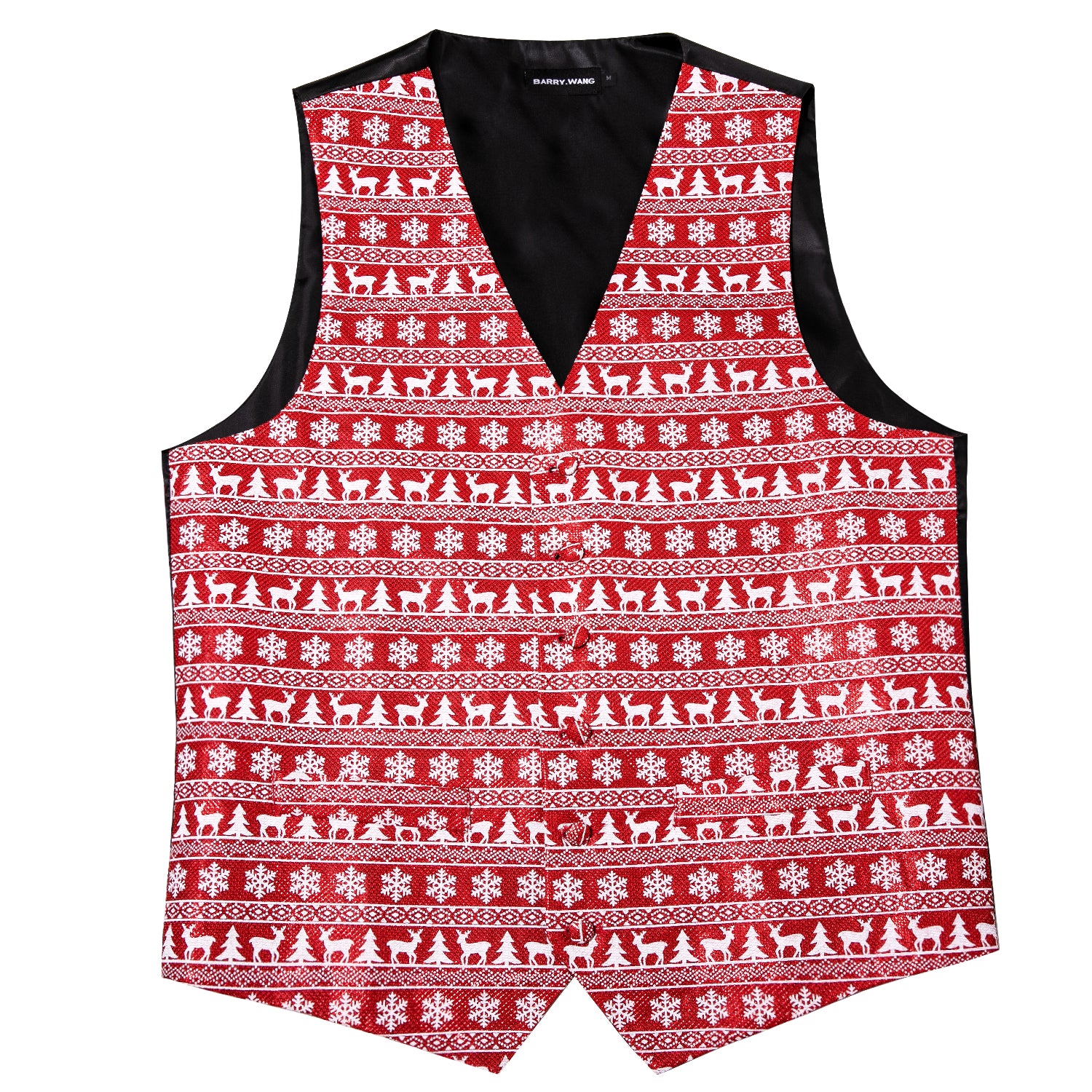 Christmas Elements Men's Red Silk Vest Red Bowtie Set