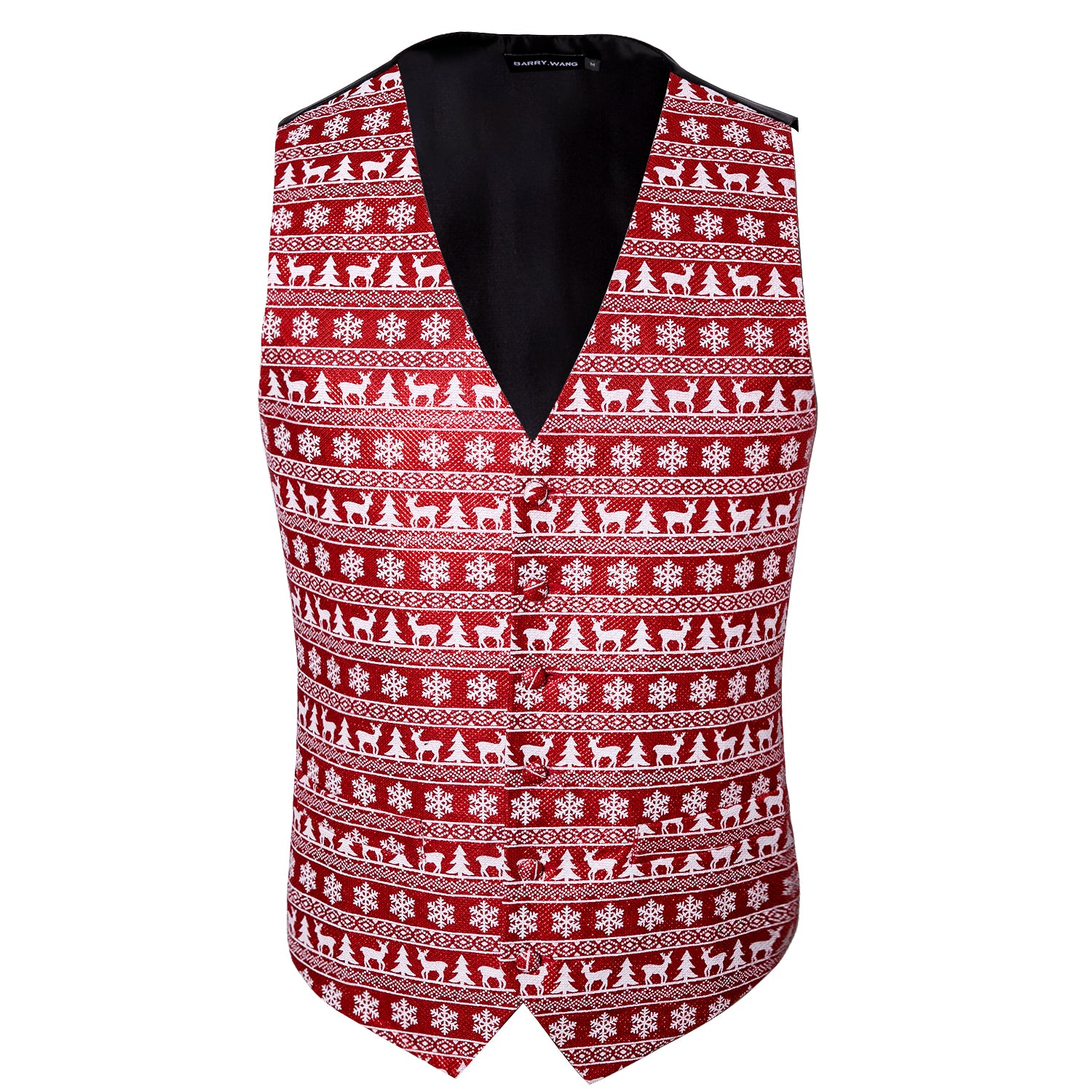 Christmas Elements Men's Red Silk Vest Red Bowtie Set