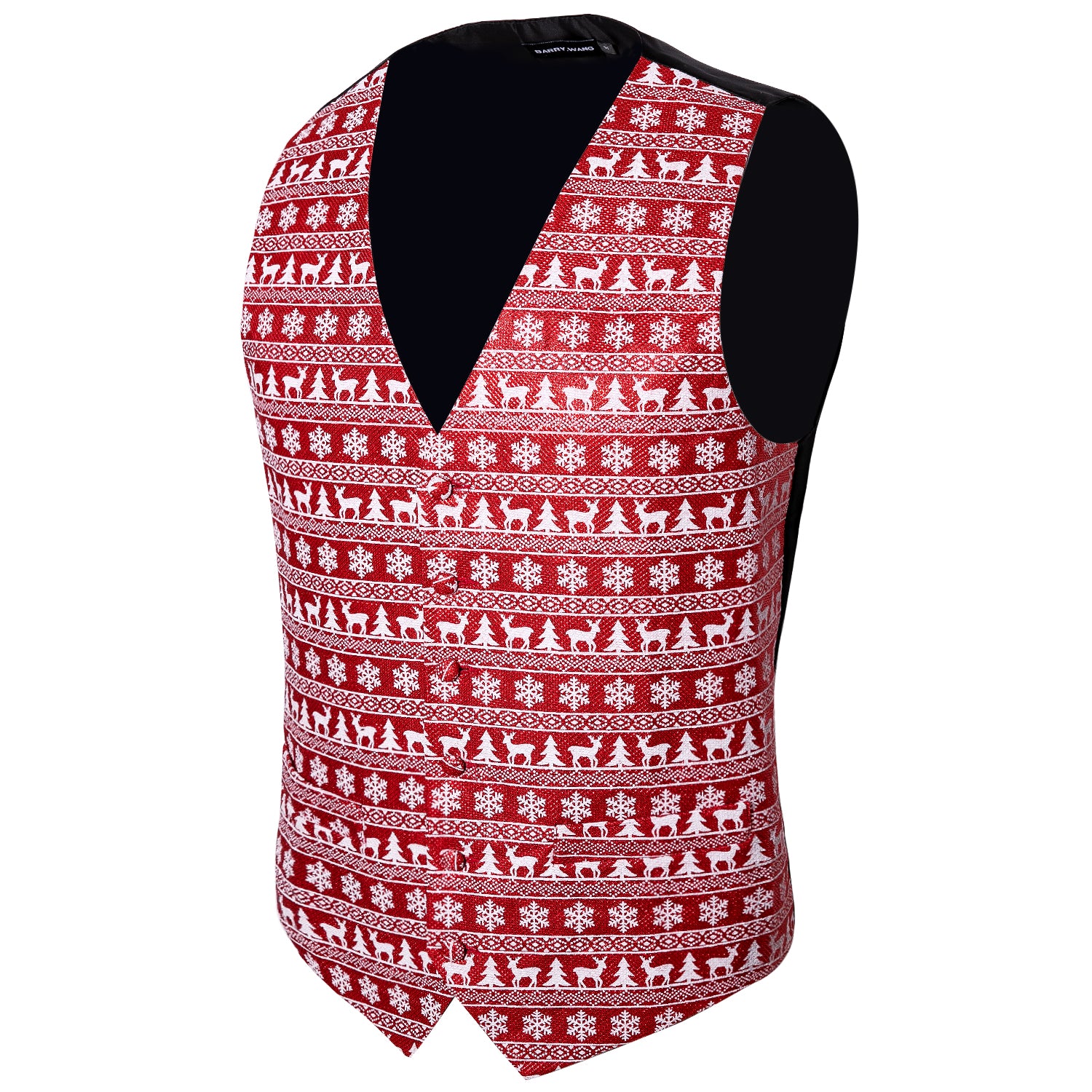 Christmas Elements Men's Red Silk Vest Red Bowtie Set