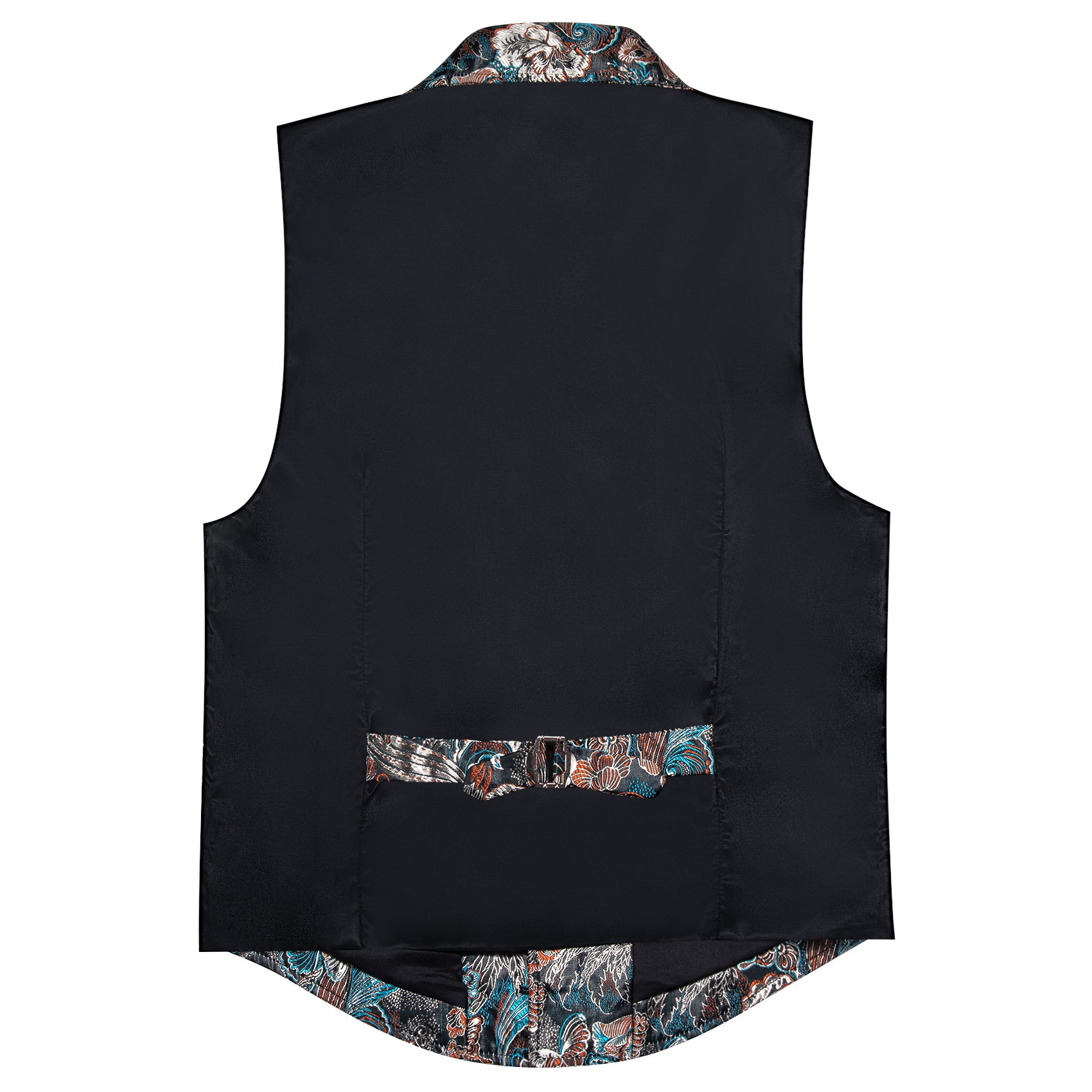 Men's Blue Gold Jacquard Floral Silk Waistcoat Vest